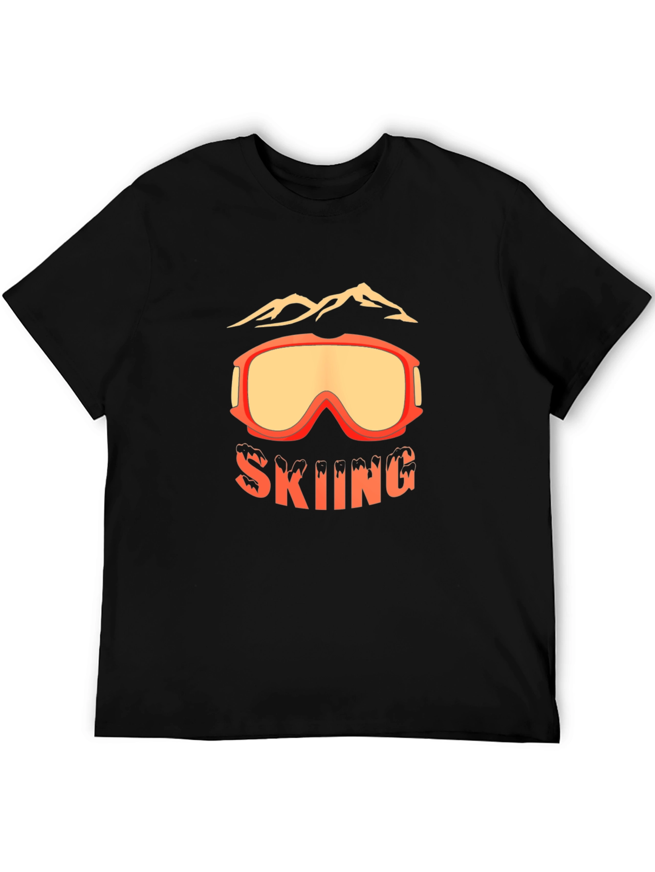 Skiing Goggles Graphic Tee - Black Cotton Blend T-Shirt