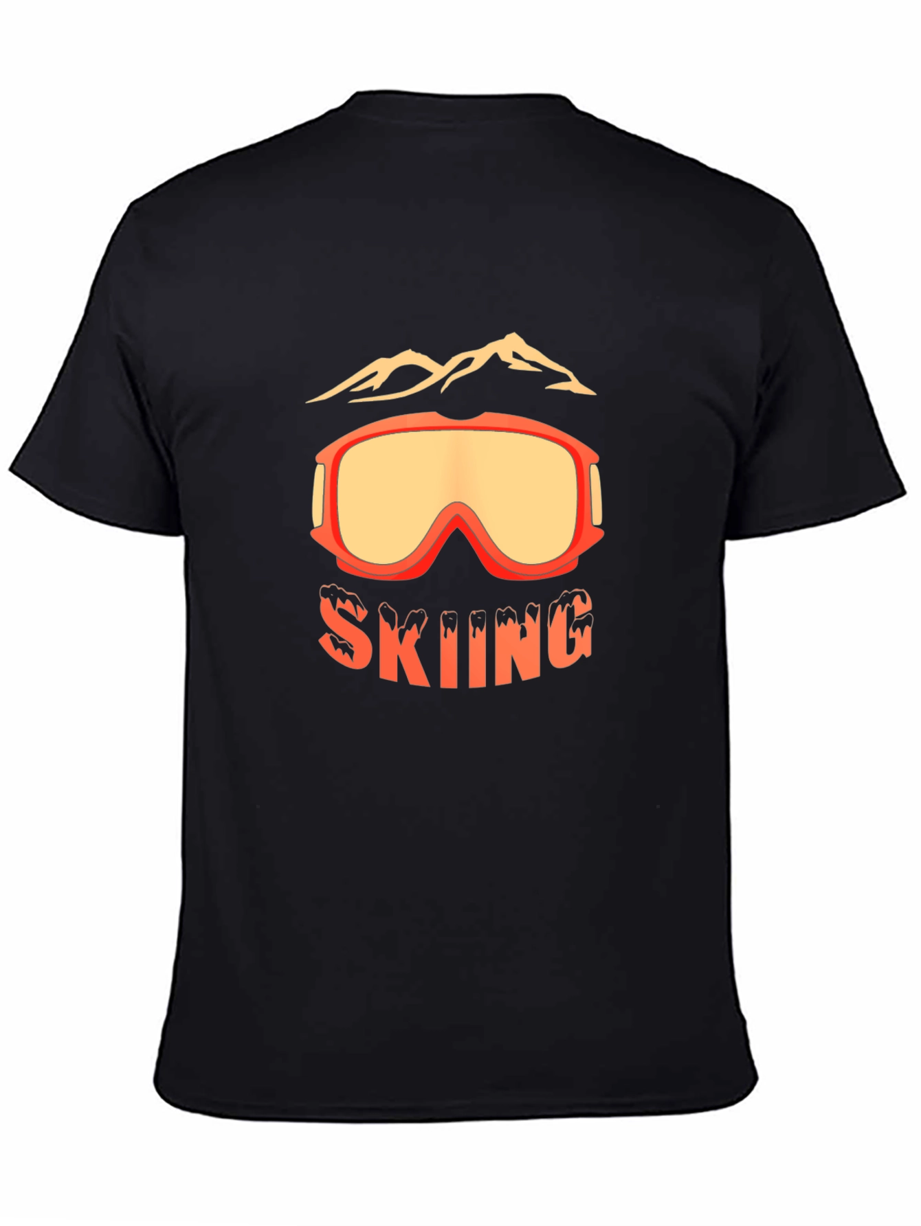 Skiing Goggles Graphic Tee - Black Cotton Blend T-Shirt
