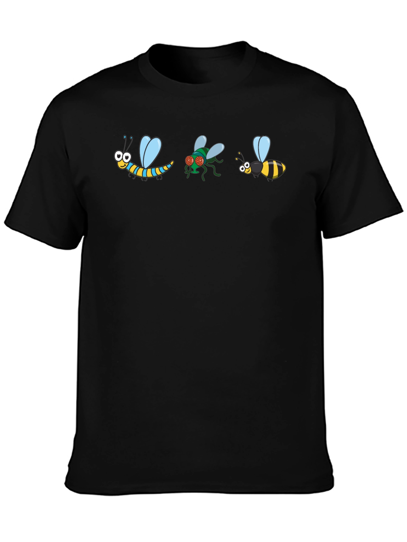 Bug Cartoon Graphic Black T-Shirt