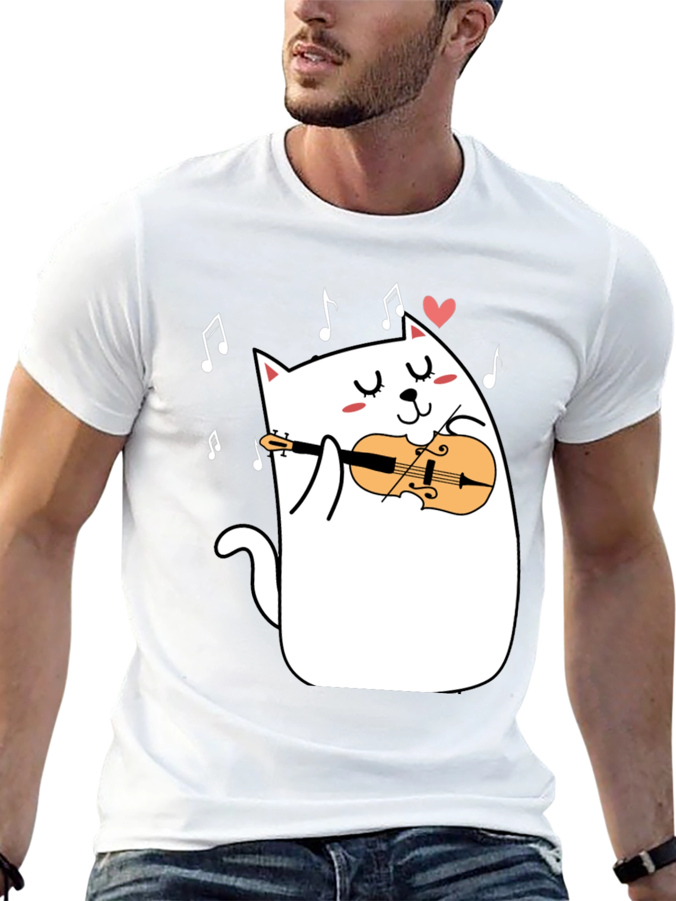 Cat Violinist T-Shirt - Musical Kitty Tee