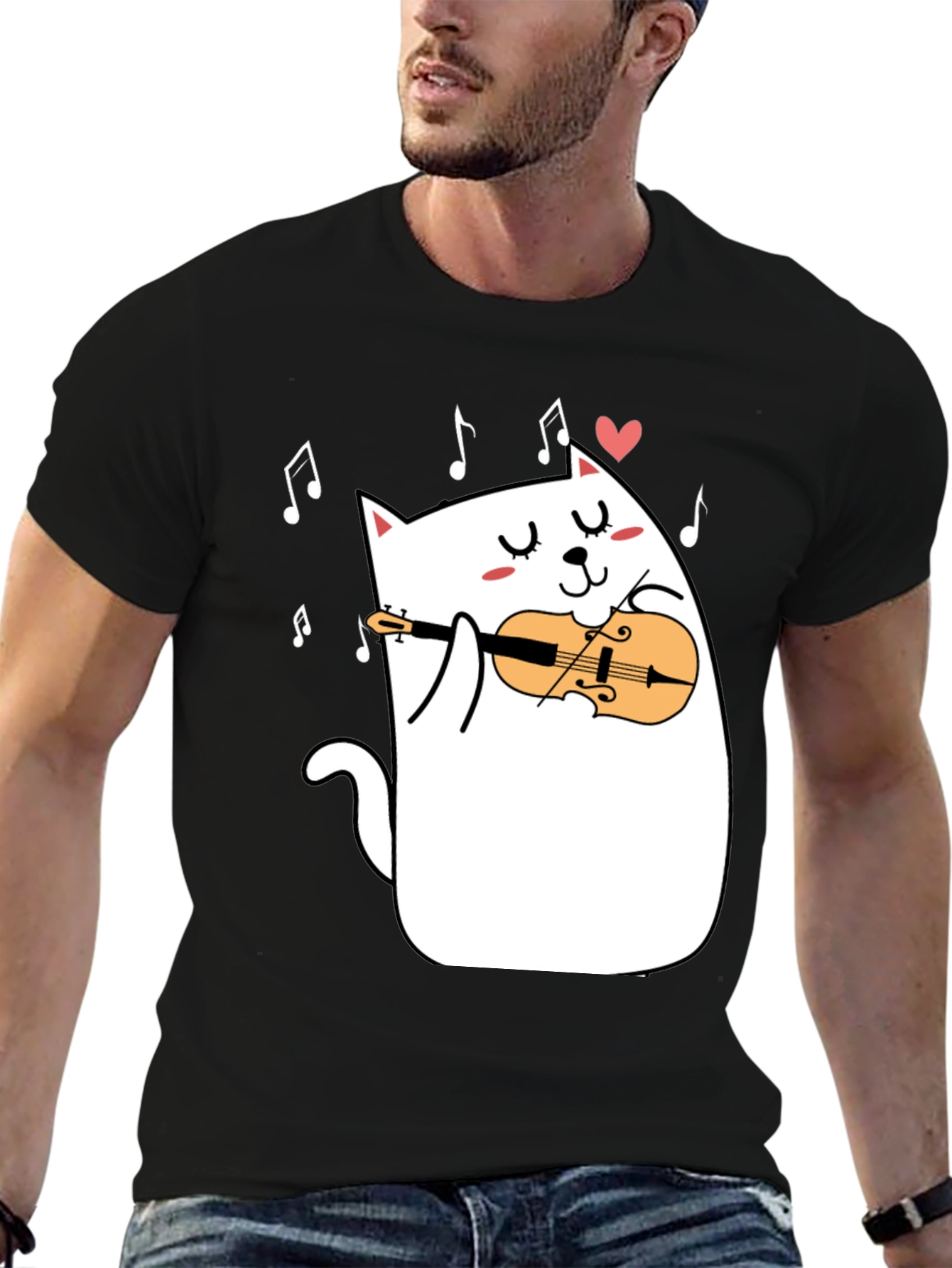 Cat Violinist T-Shirt - Musical Kitty Tee