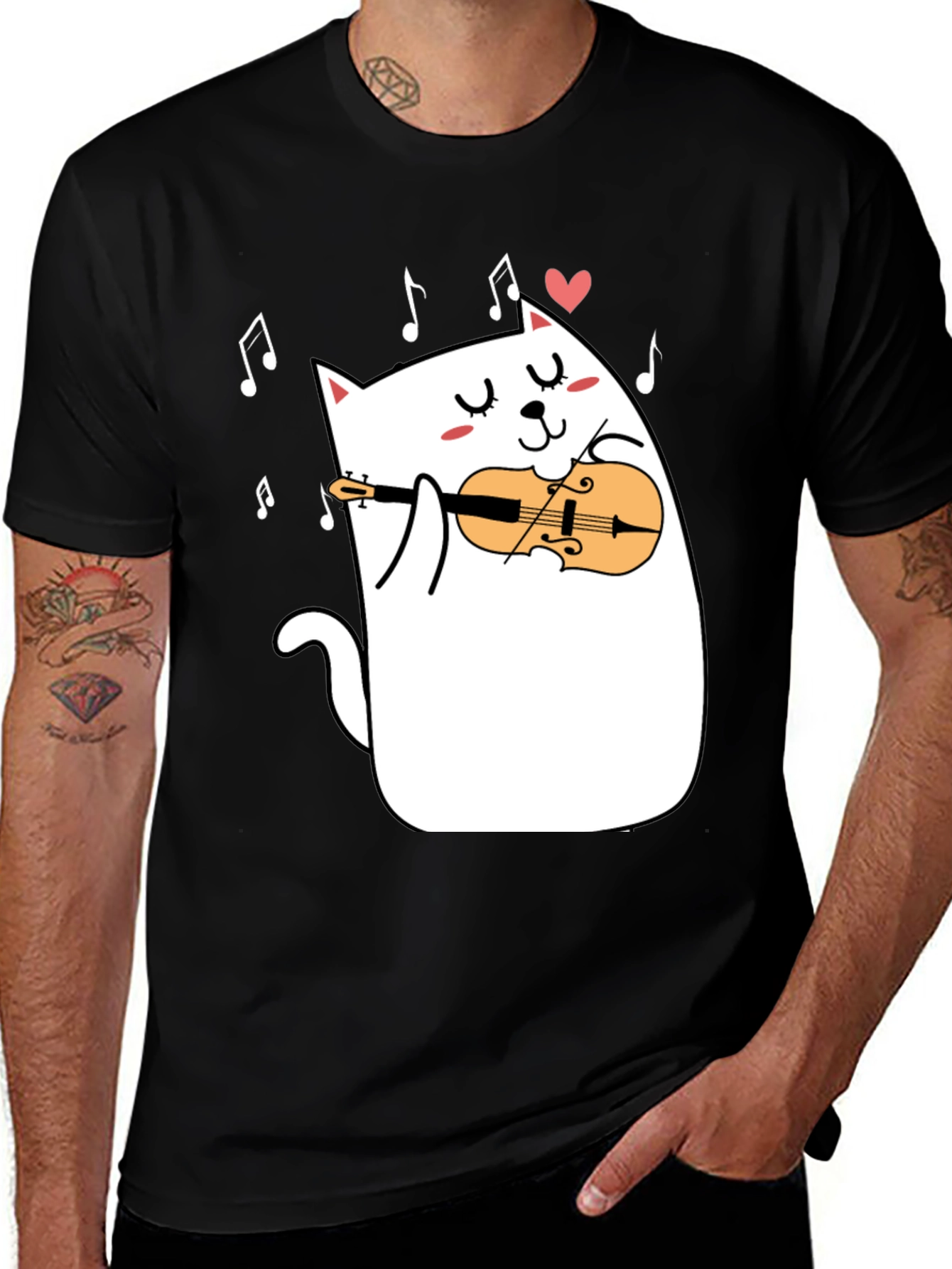Cat Violinist T-Shirt - Musical Kitty Tee