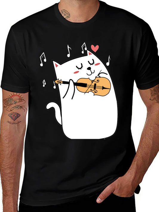 Cat Violinist T-Shirt - Musical Kitty Tee
