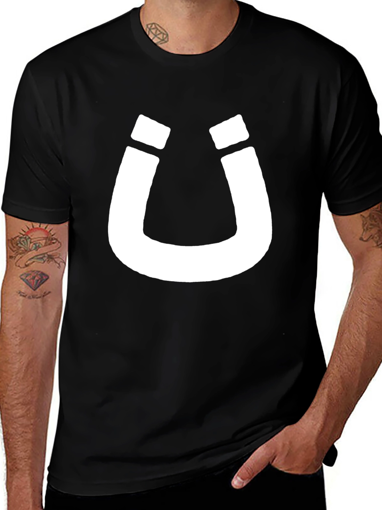 Lucky Horseshoe Graphic Tee - Mens Black T-Shirt