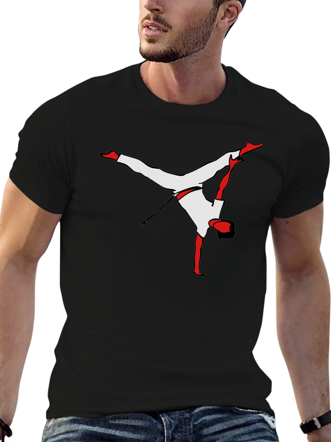 Capoeira Silhouette Black T-Shirt - Handstand Martial Arts Tee