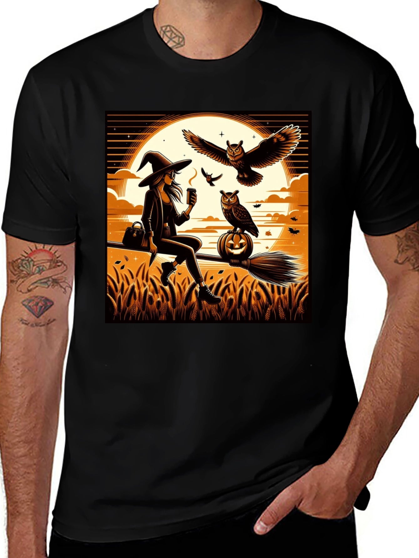 Witch & Owl Halloween T-Shirt
