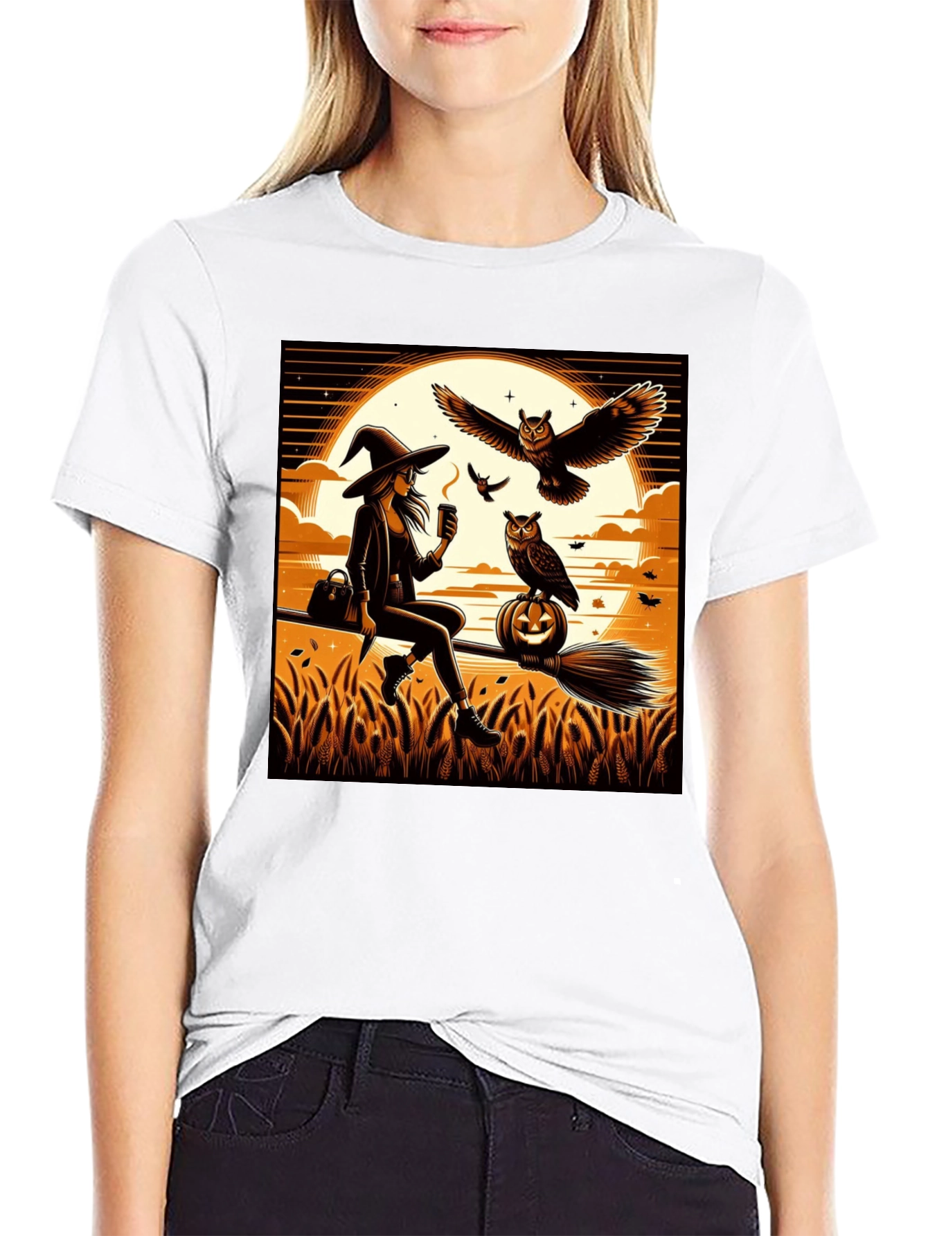 Witch & Owl Halloween T-Shirt