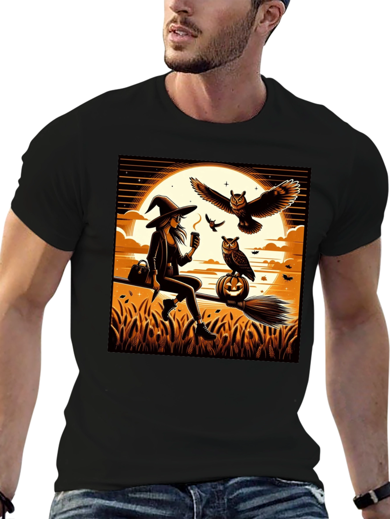 Witch & Owl Halloween T-Shirt