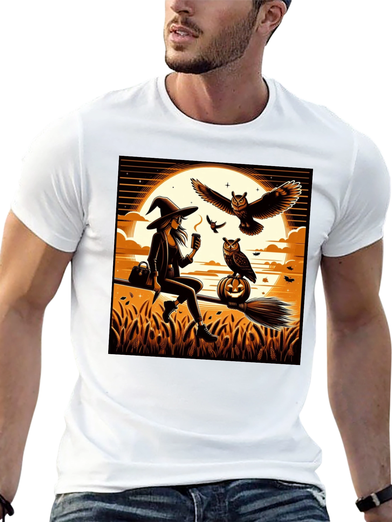 Witch & Owl Halloween T-Shirt