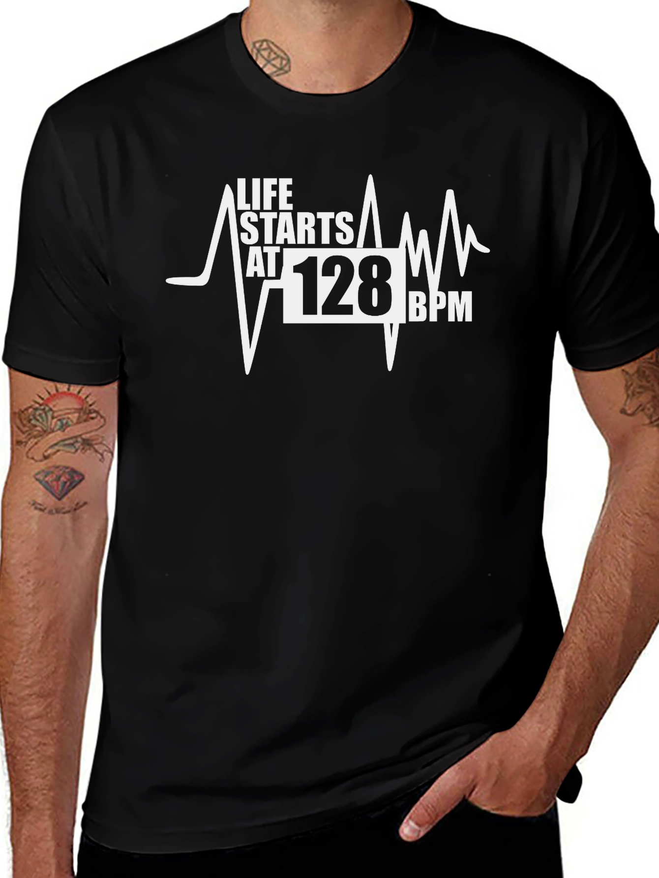 Life Starts at 128 BPM Graphic T-Shirt