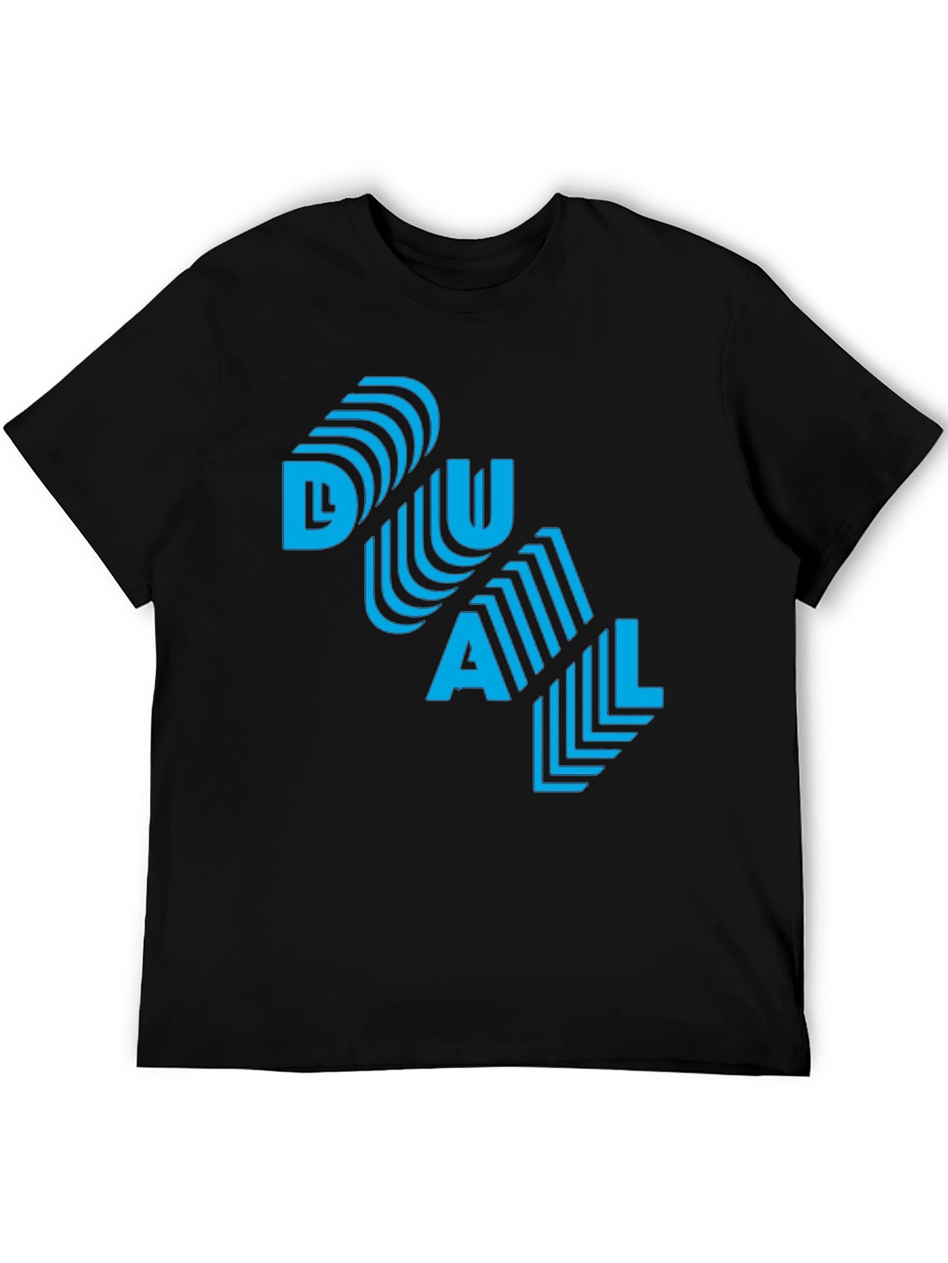 Cool DUAL Blue Graphic Print Black T-Shirt