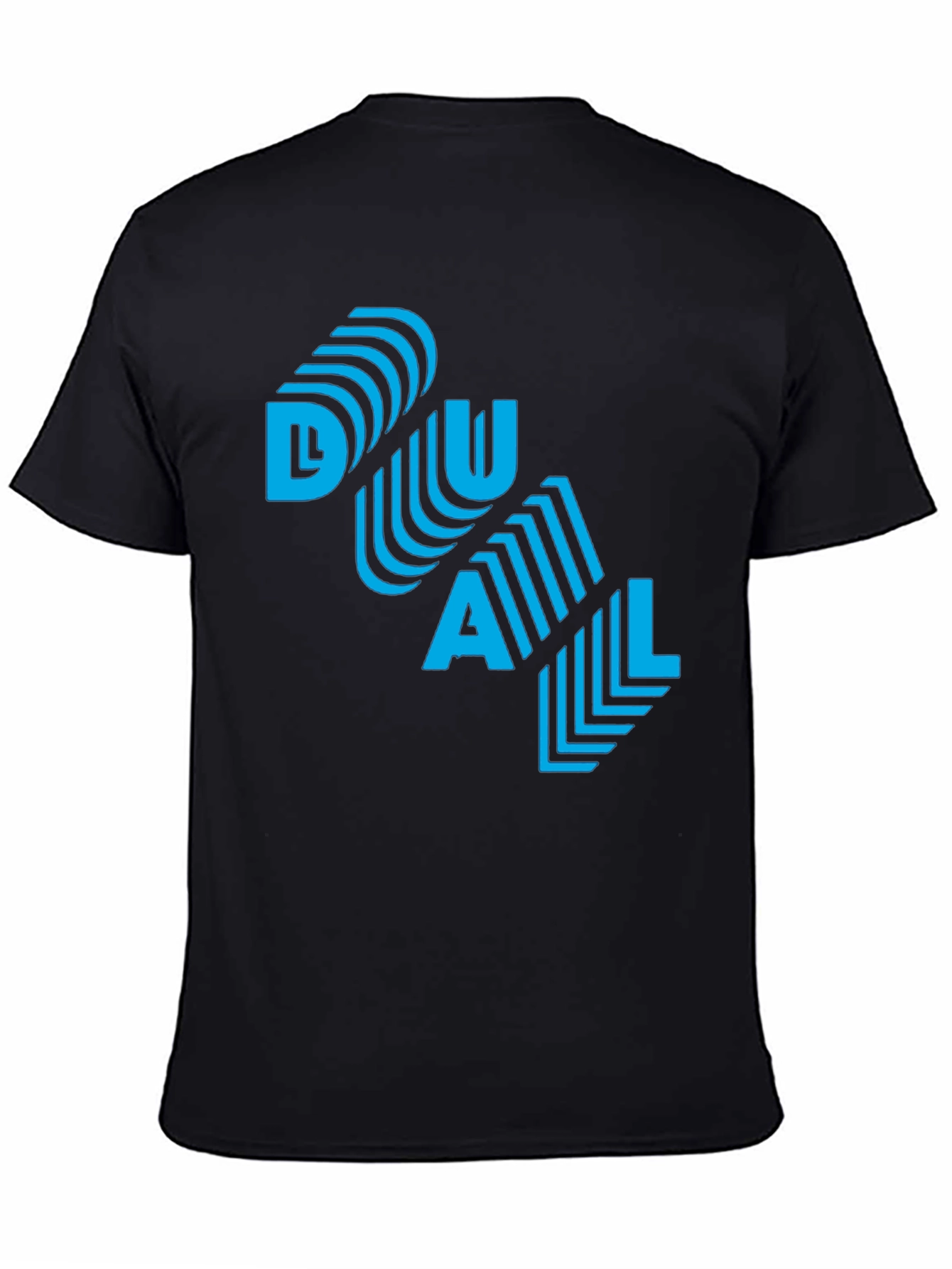 Cool DUAL Blue Graphic Print Black T-Shirt