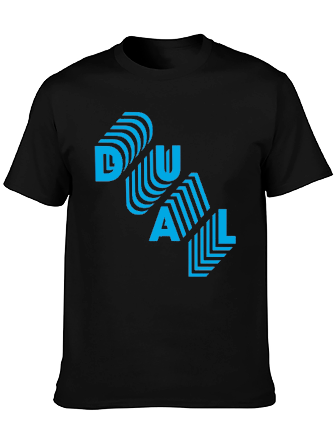 Cool DUAL Blue Graphic Print Black T-Shirt