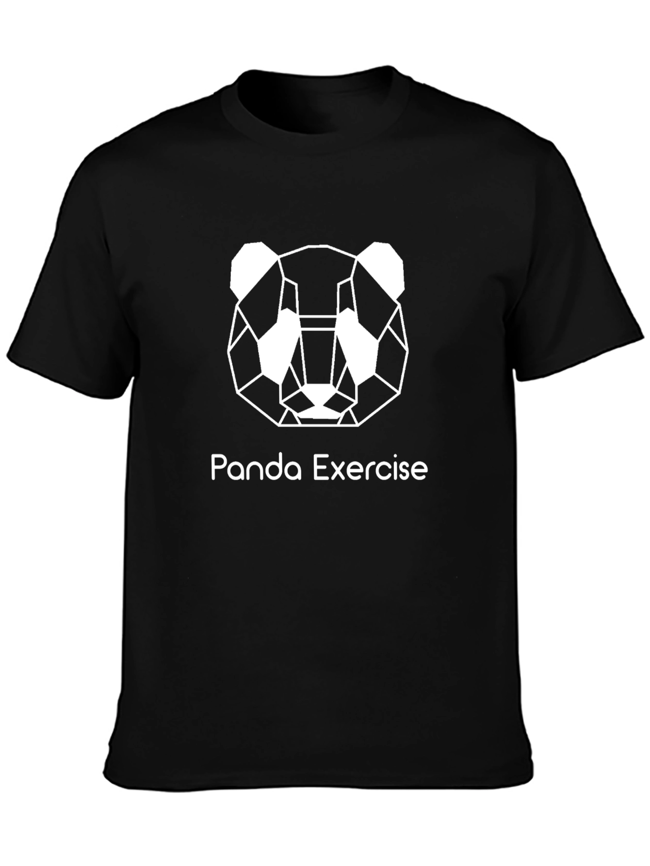 Panda Exercise Geometric T-Shirt - Black