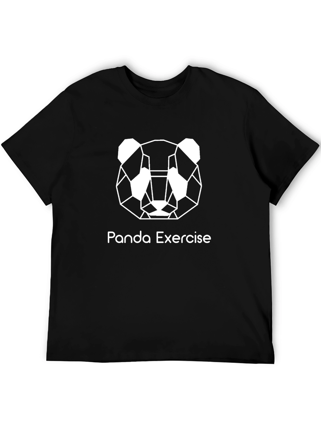 Panda Exercise Geometric T-Shirt - Black