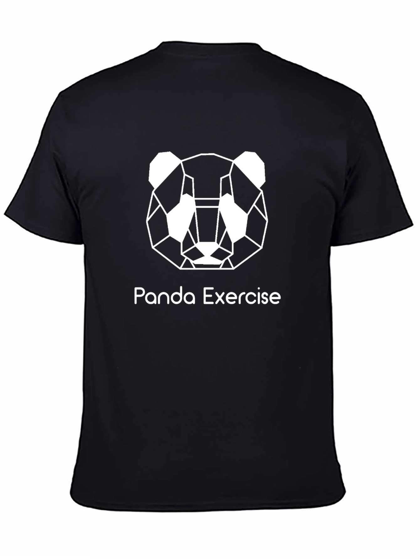 Panda Exercise Geometric T-Shirt - Black