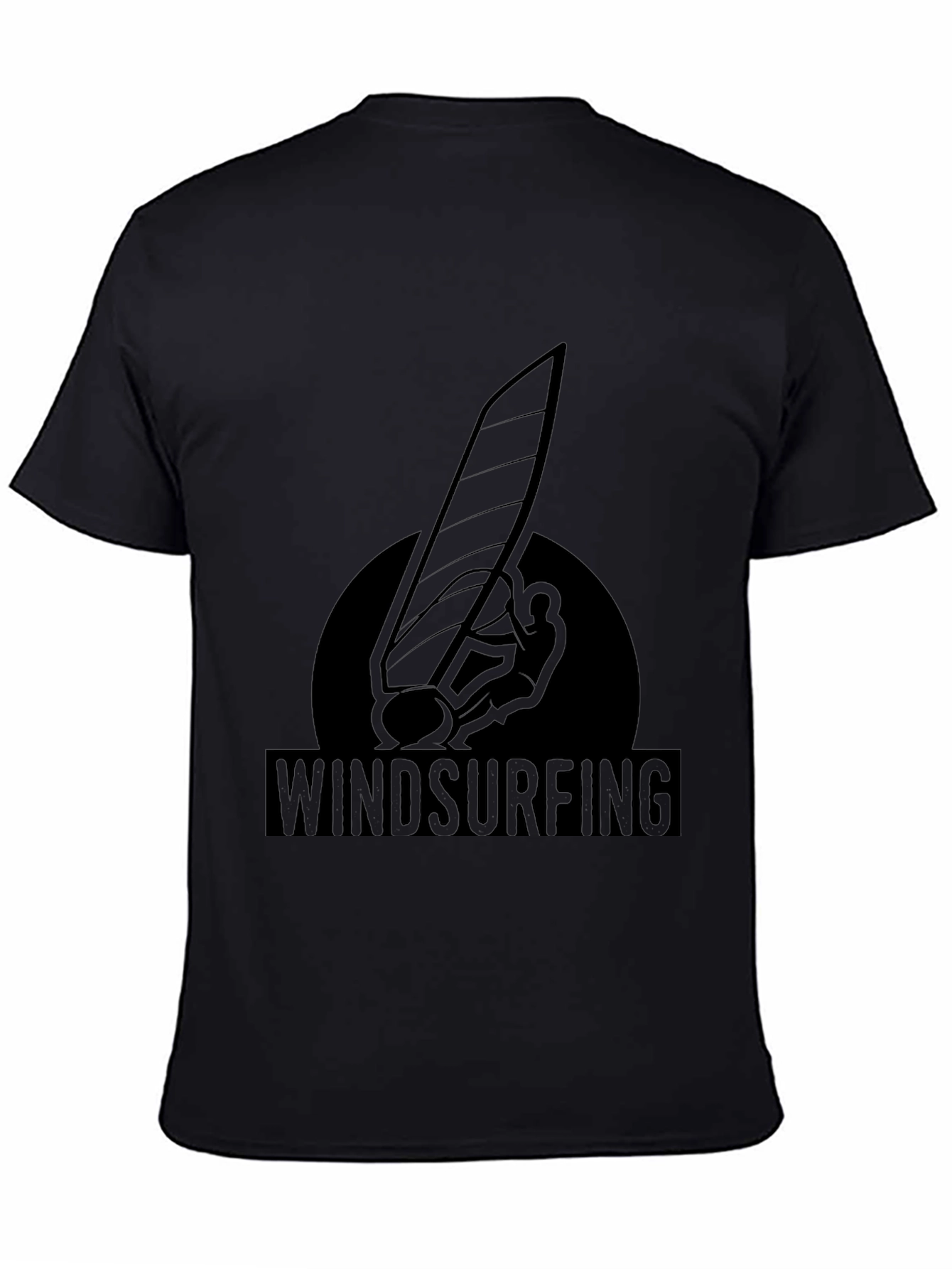Windsurfing Graphic Tee - Black Cotton T-Shirt