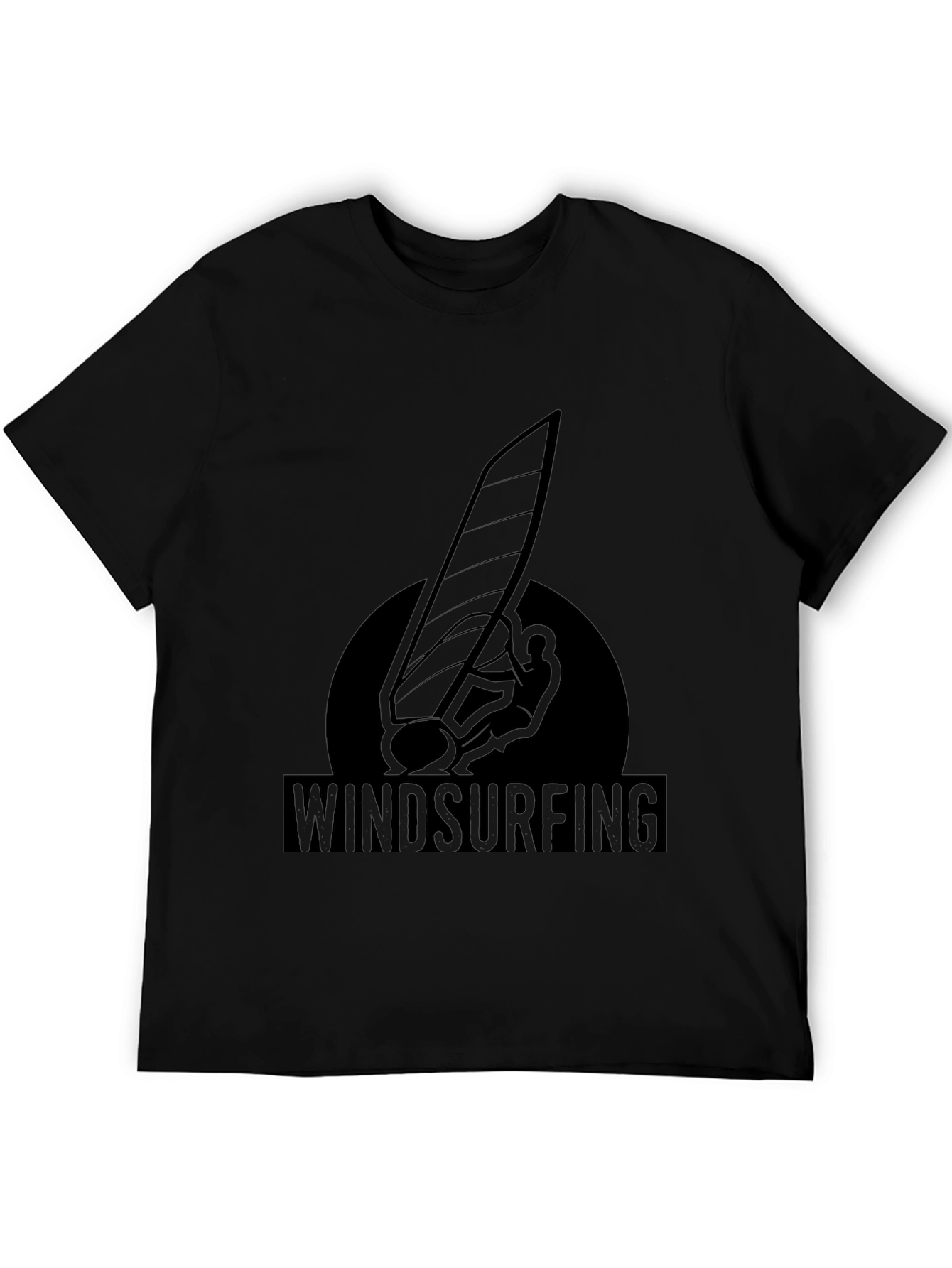 Windsurfing Graphic Tee - Black Cotton T-Shirt