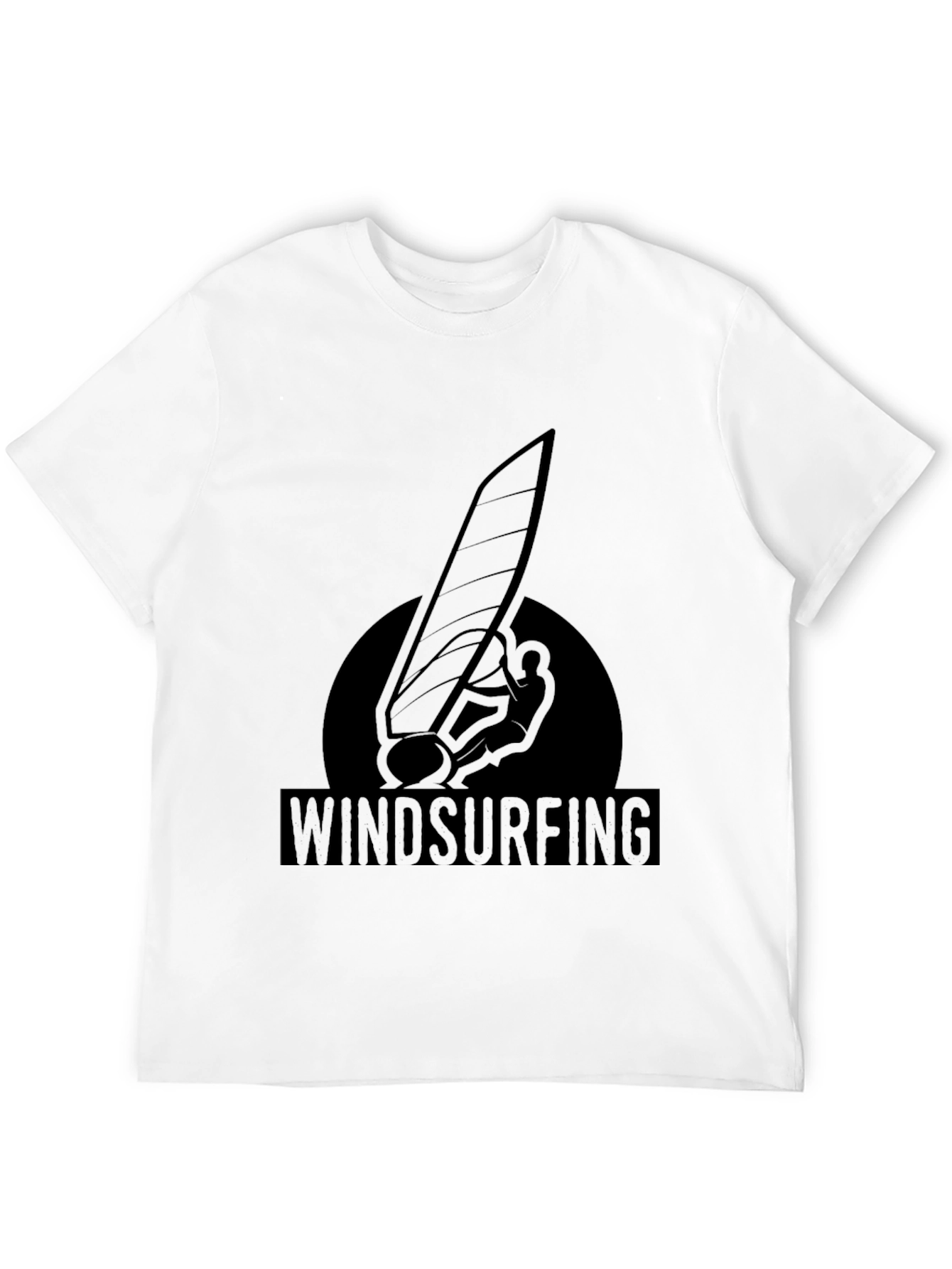 Windsurfing Graphic Tee - Black Cotton T-Shirt