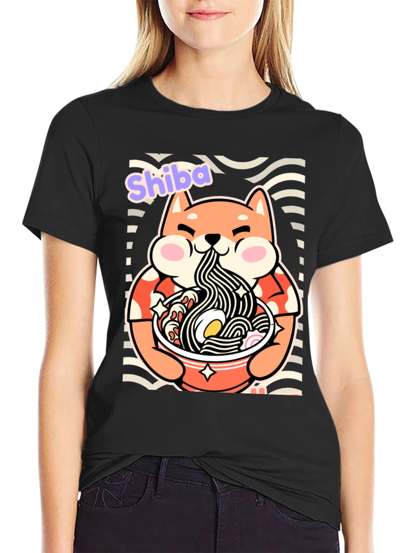 Shiba Ramen T-Shirt - Cute Dog Noodle Bowl Tee