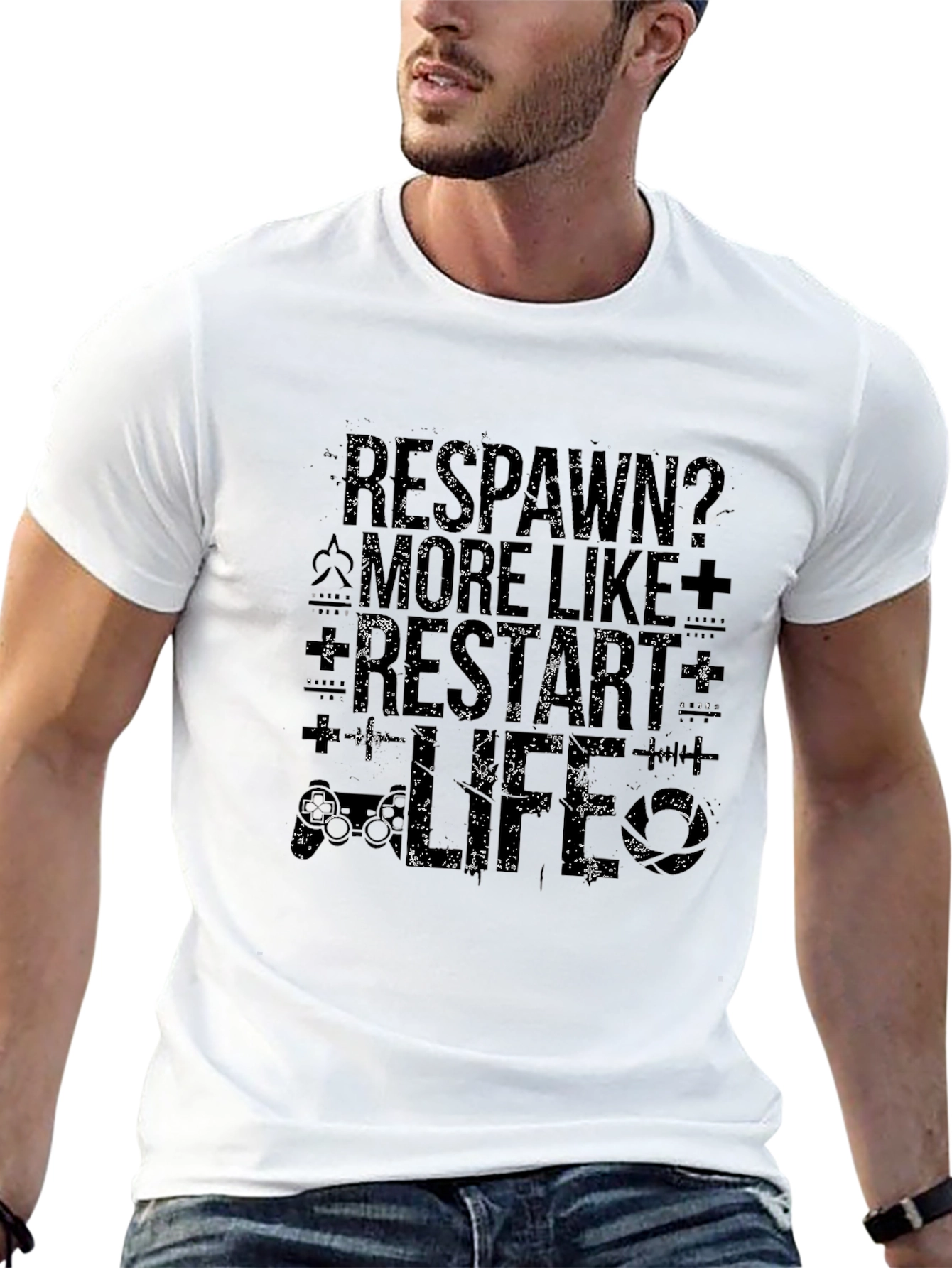 Gamer T-Shirt - Respawn? More Like Restart Life