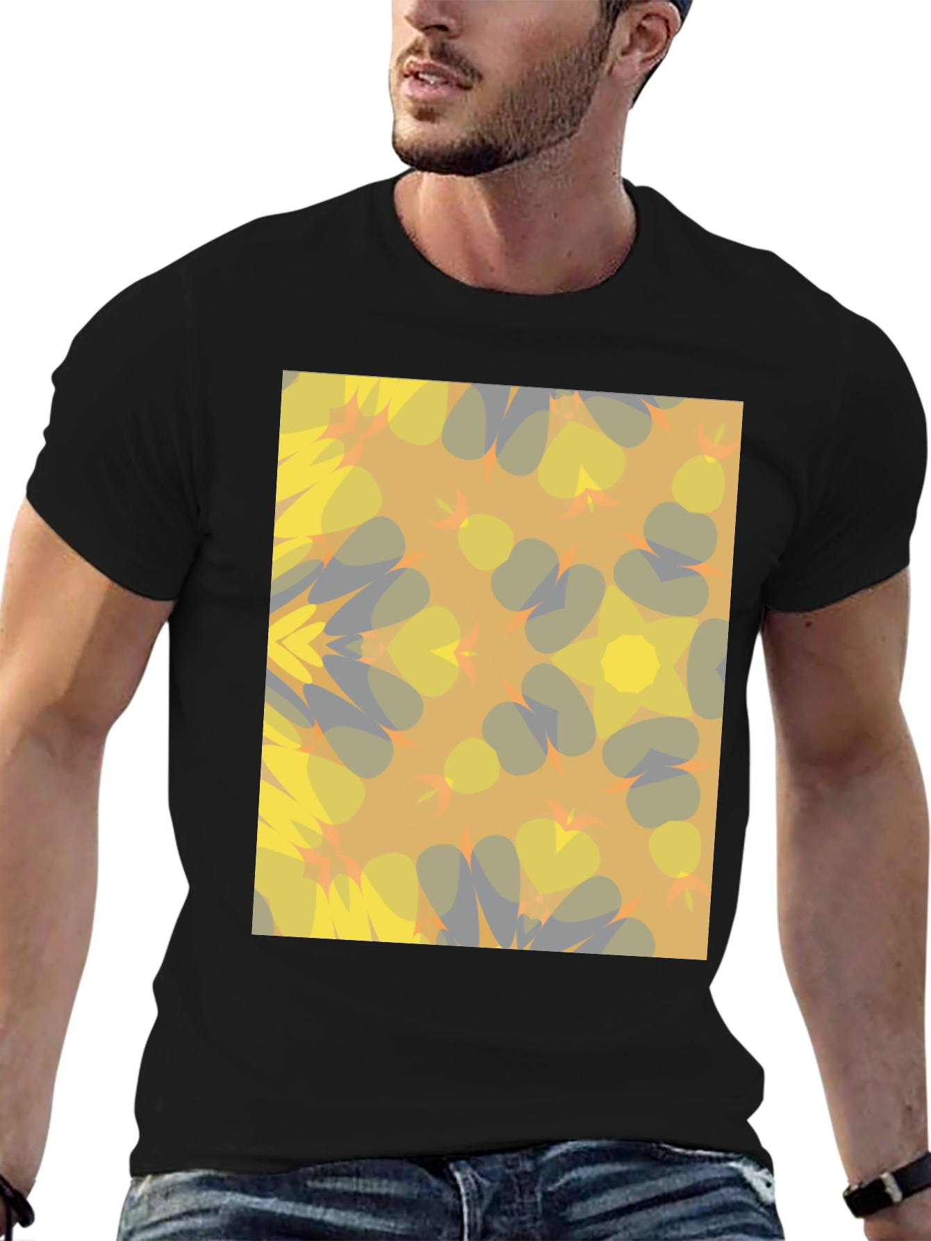 Kaleidoscope Pattern Black T-Shirt