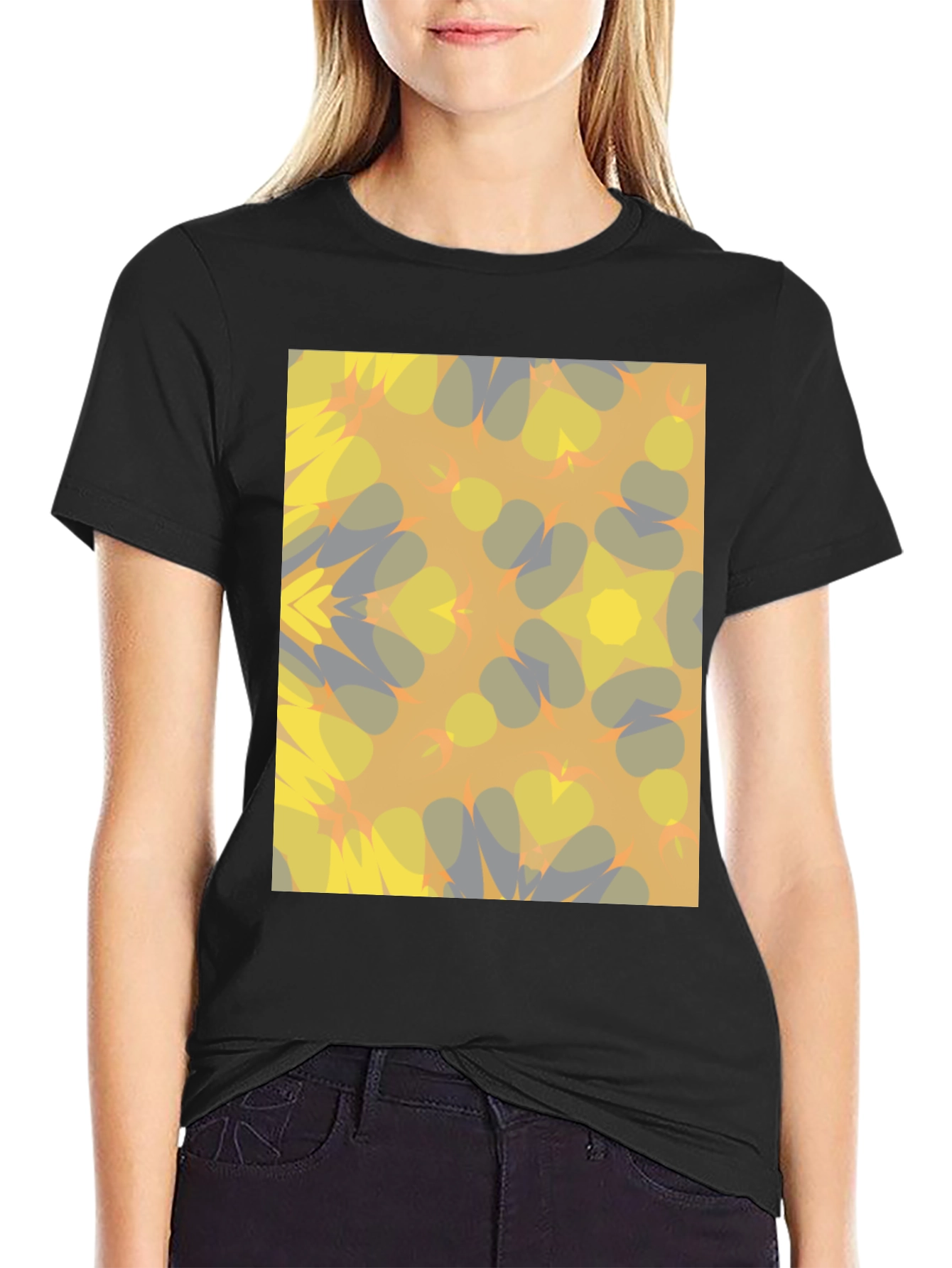 Kaleidoscope Pattern Black T-Shirt