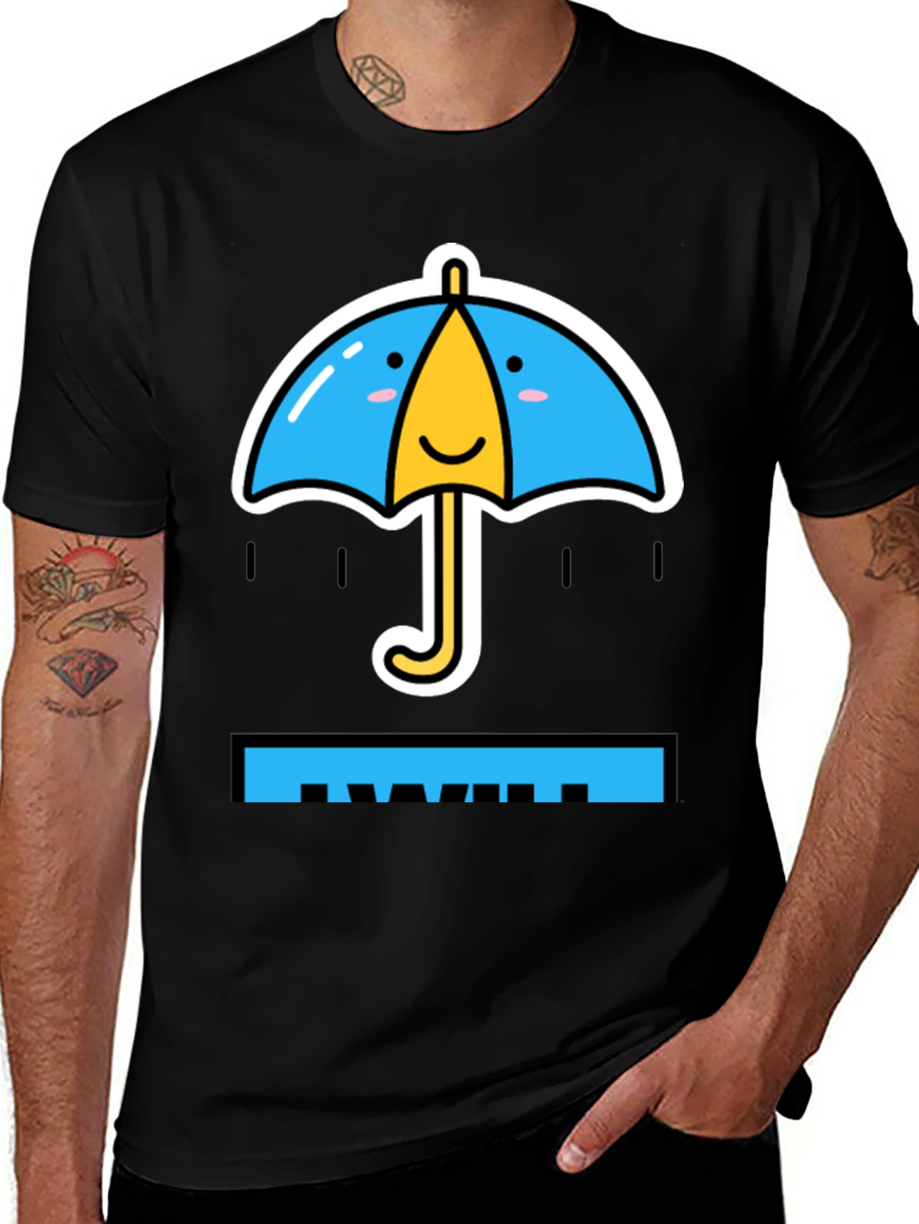 Cute Cartoon Umbrella Graphic T-Shirt