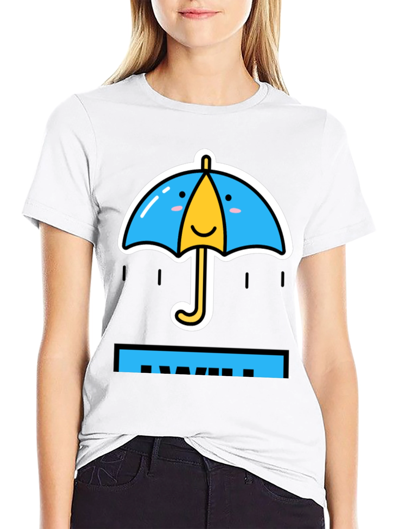 Cute Cartoon Umbrella Graphic T-Shirt