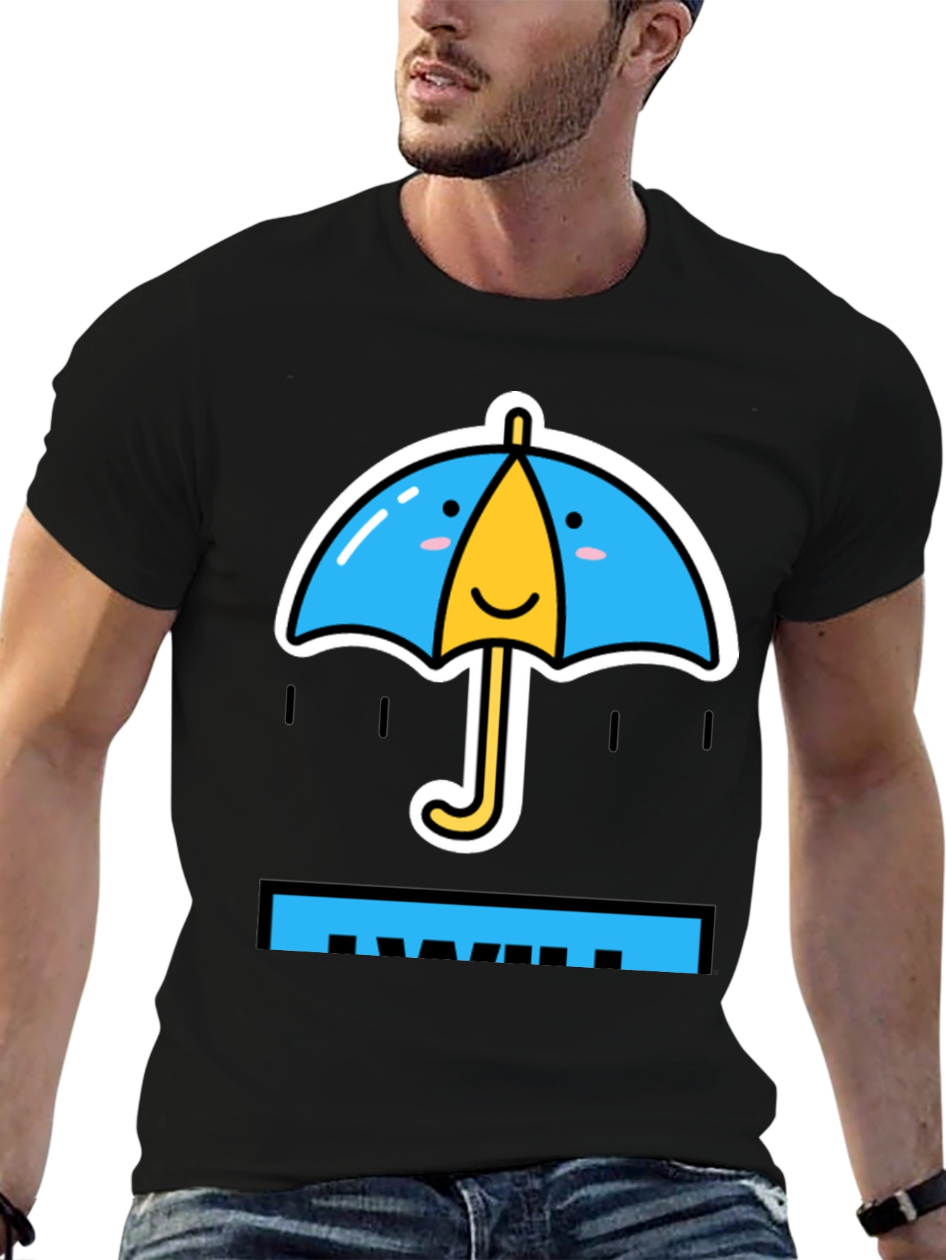 Cute Cartoon Umbrella Graphic T-Shirt