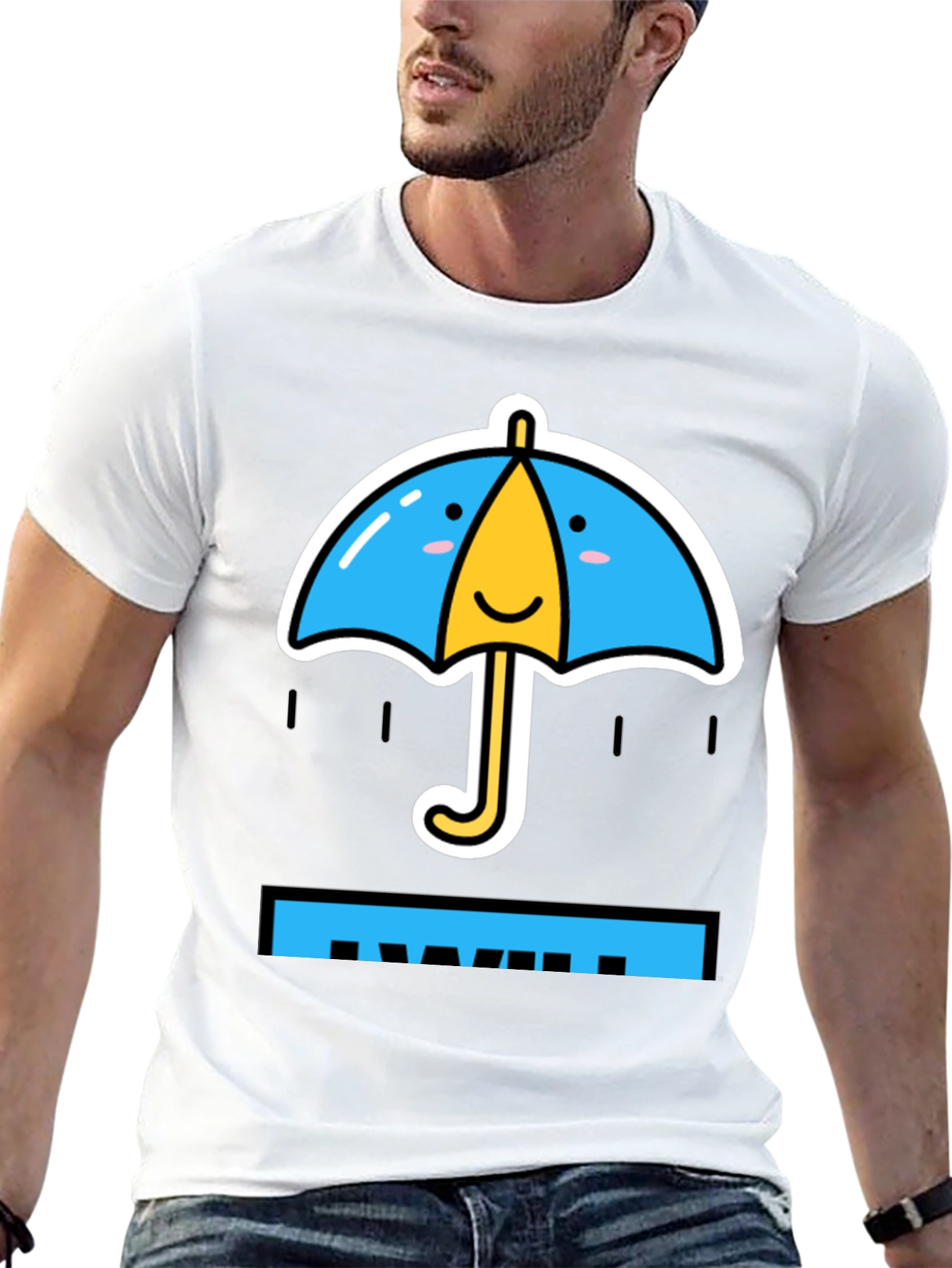 Cute Cartoon Umbrella Graphic T-Shirt