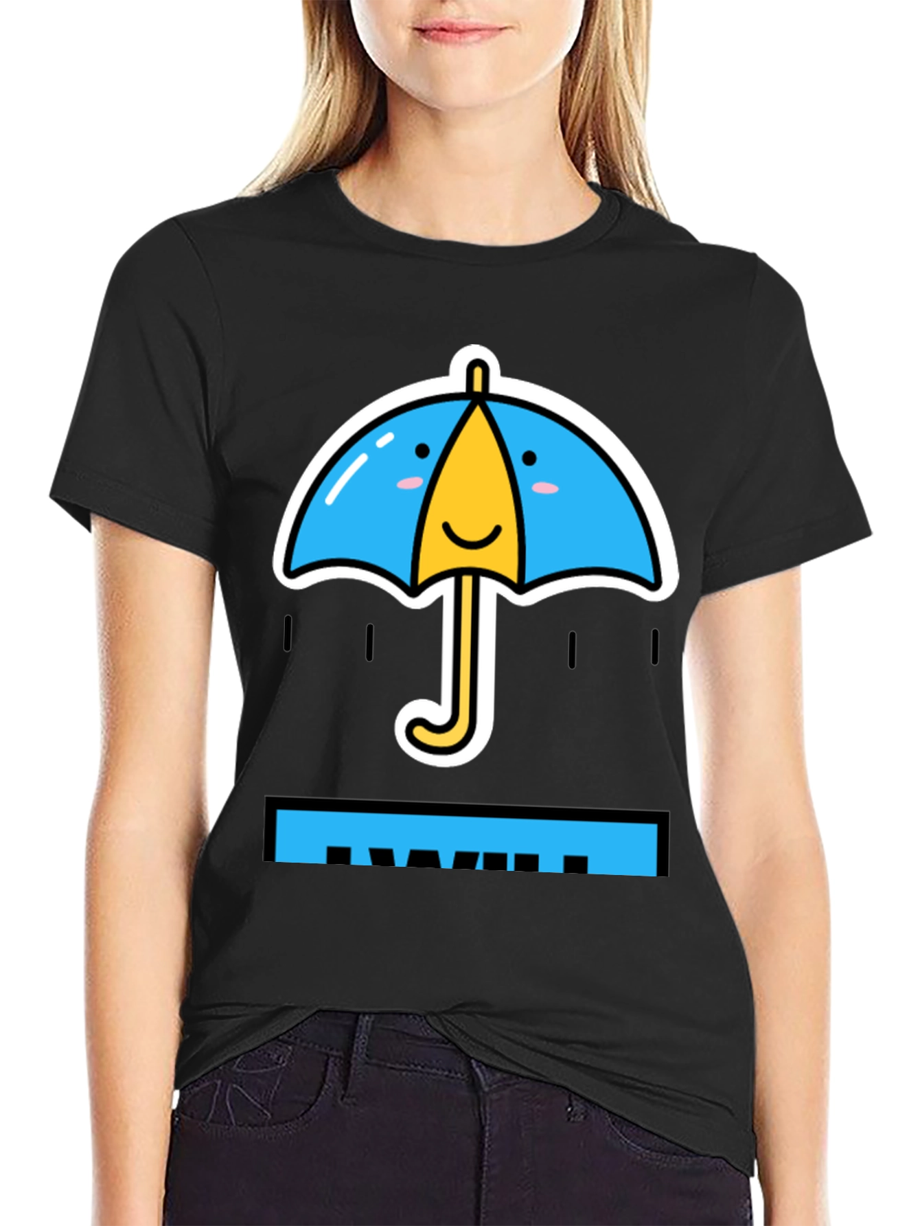 Cute Cartoon Umbrella Graphic T-Shirt