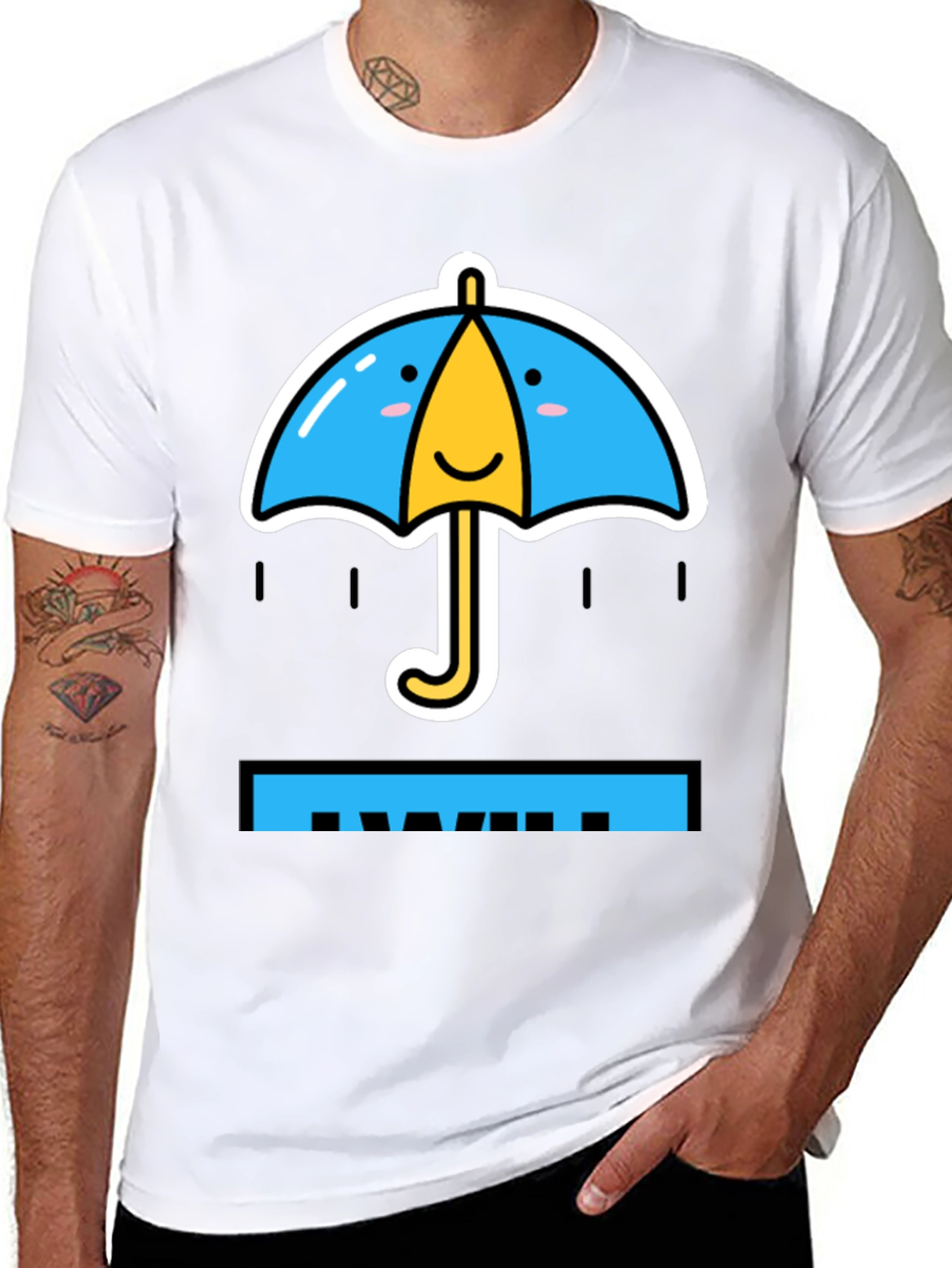 Cute Cartoon Umbrella Graphic T-Shirt