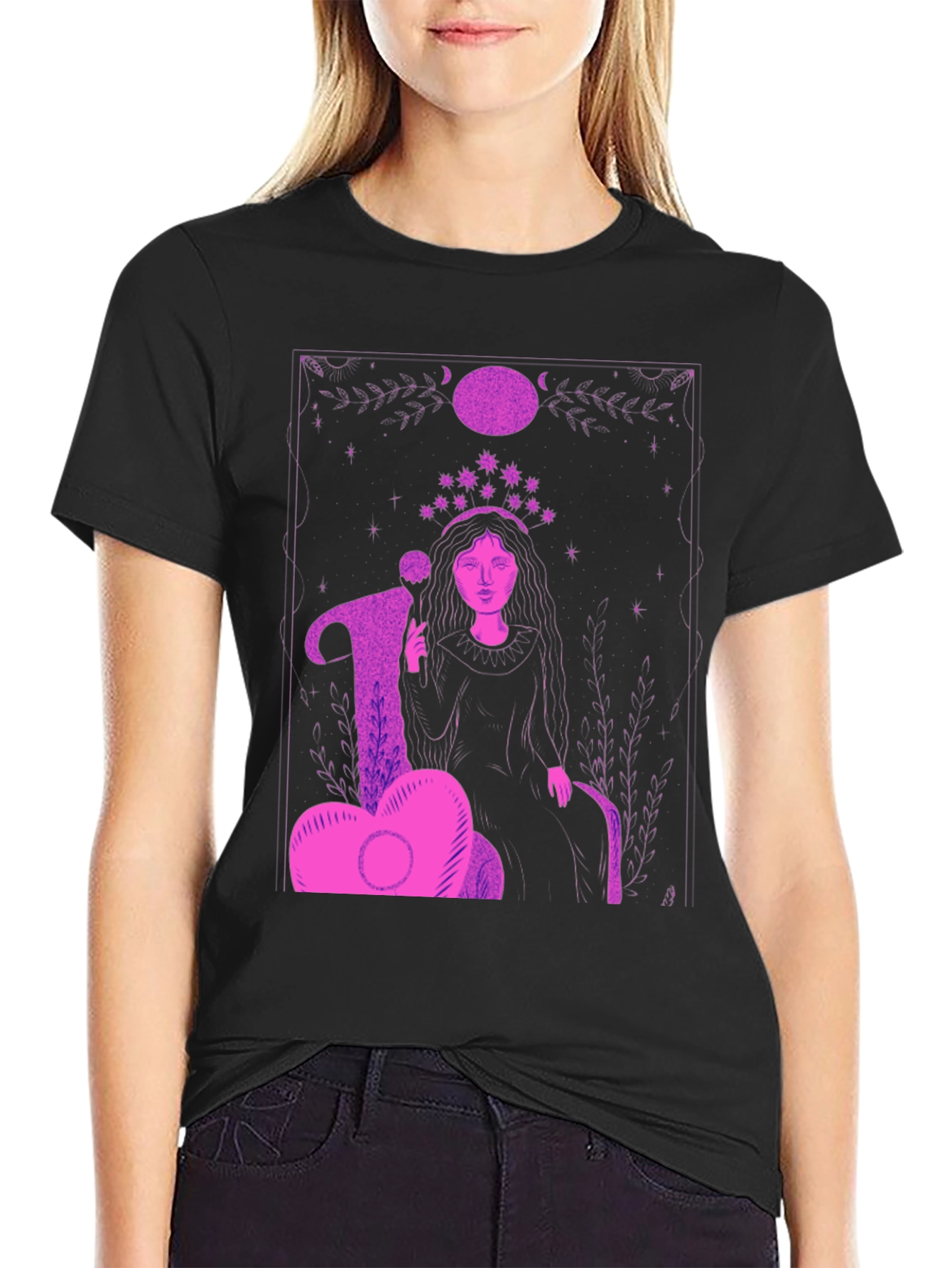 Mystical Woman Graphic Tee - Black