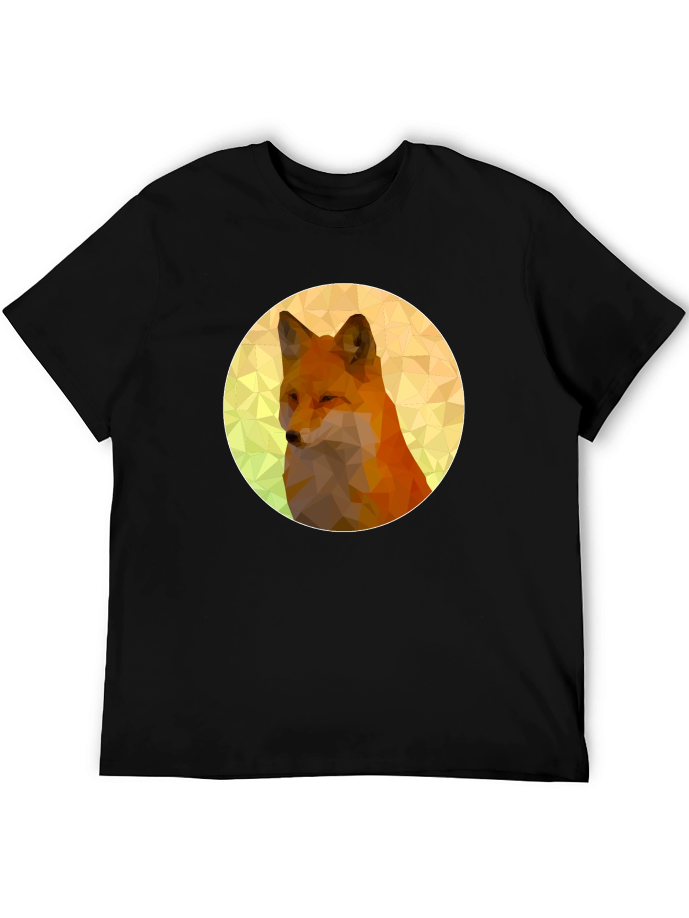 Geometric Fox Graphic Black T-Shirt