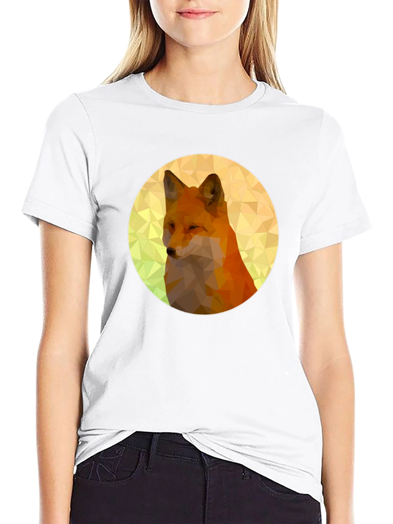Geometric Fox Graphic Black T-Shirt
