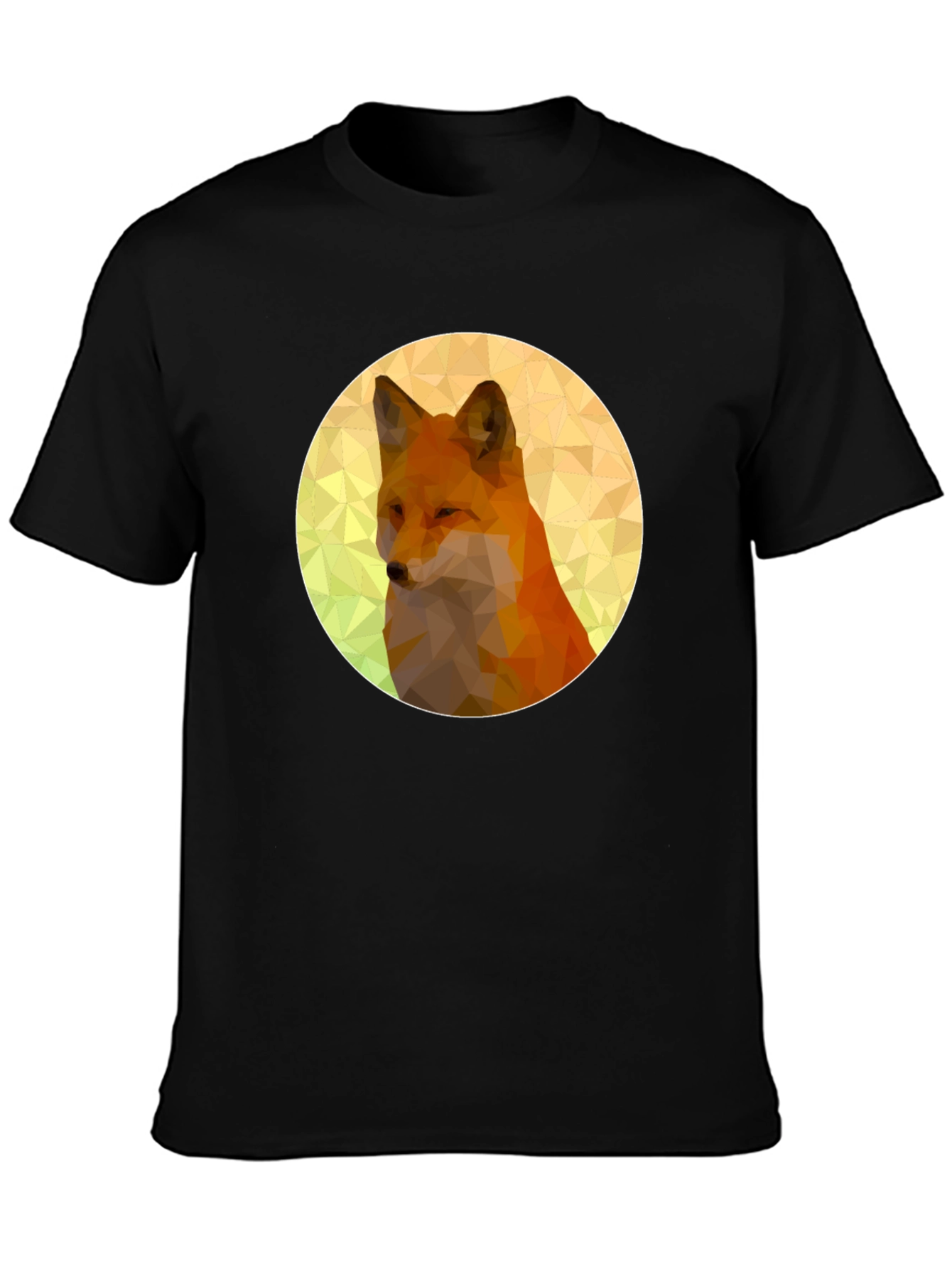 Geometric Fox Graphic Black T-Shirt