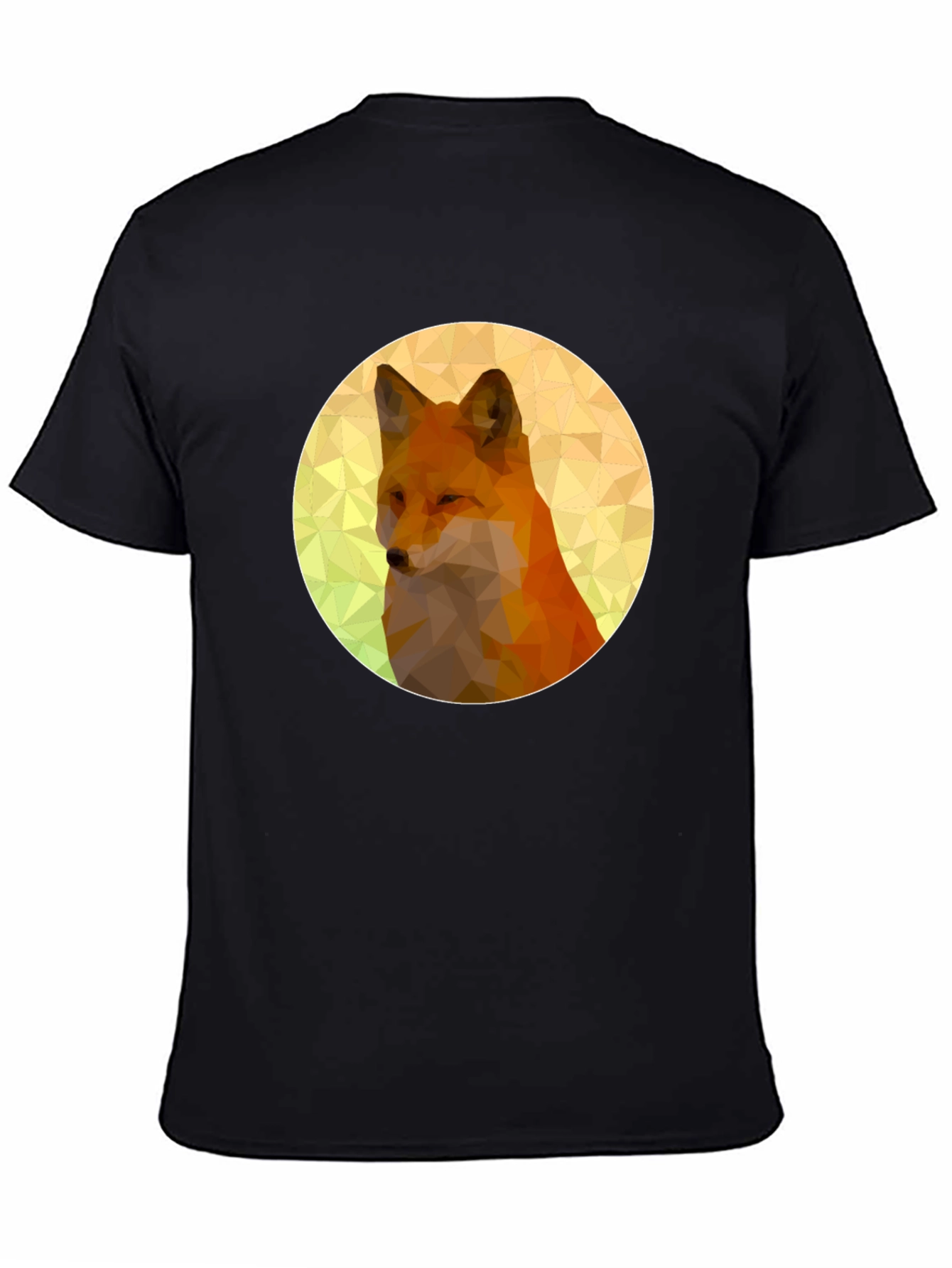 Geometric Fox Graphic Black T-Shirt
