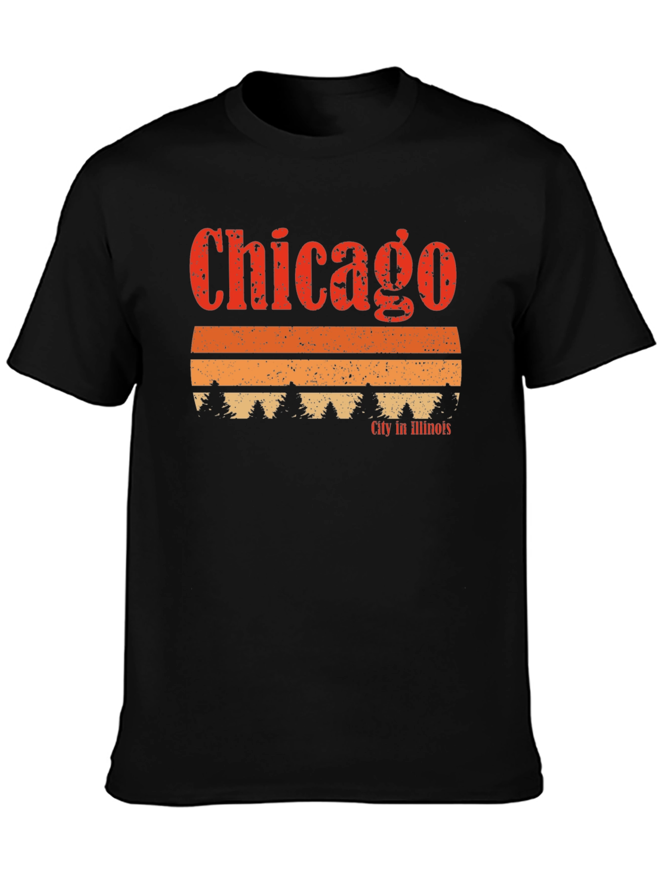 Chicago Illinois Retro Sunset Graphic T-Shirt