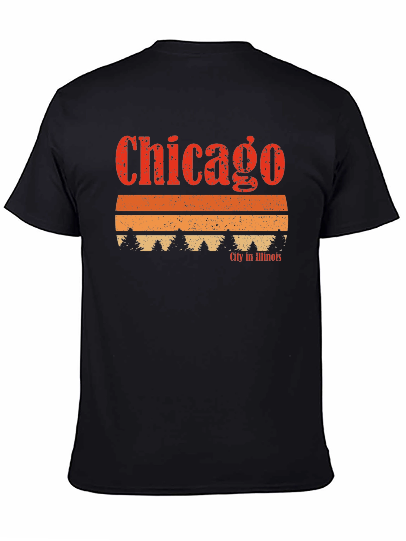 Chicago Illinois Retro Sunset Graphic T-Shirt
