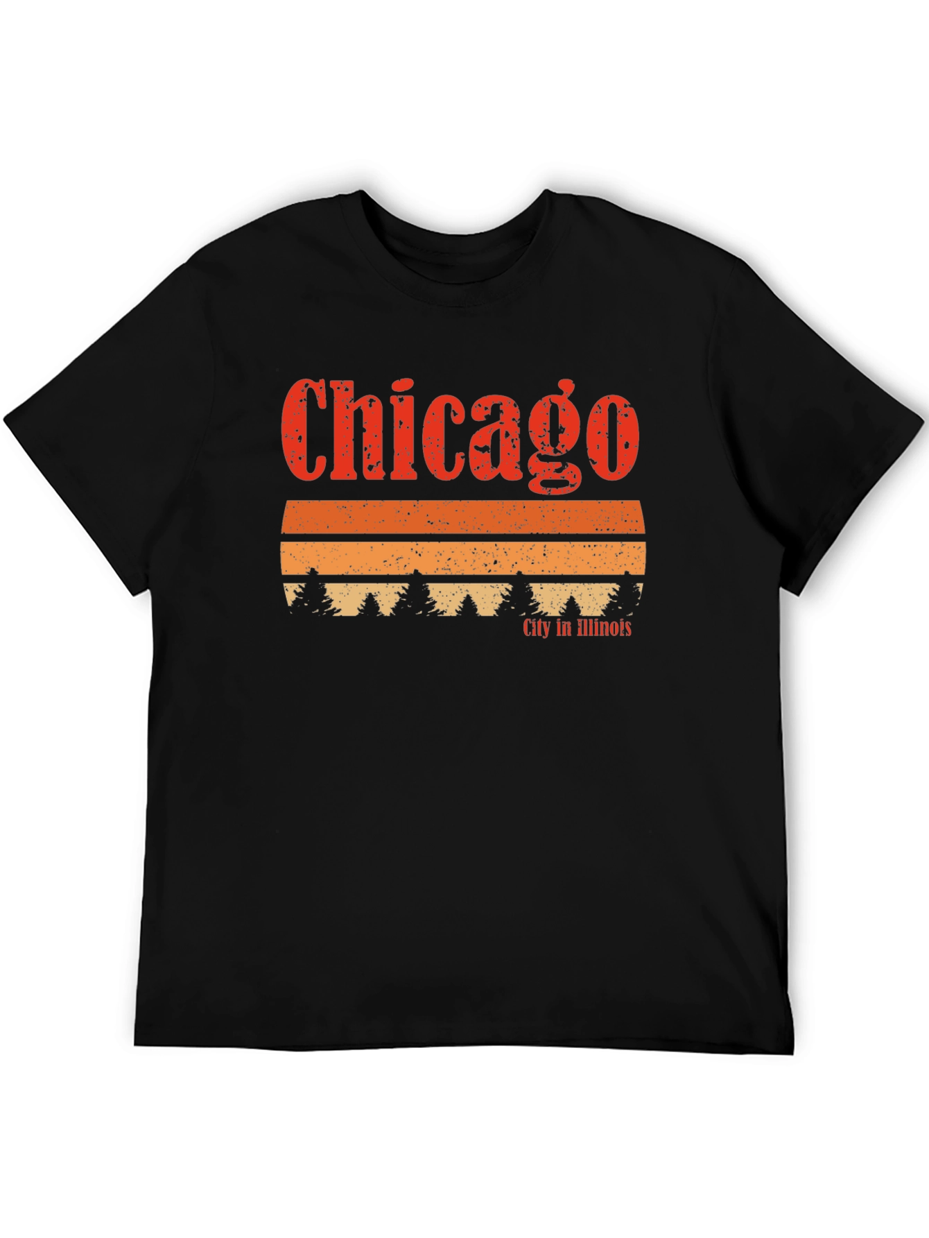 Chicago Illinois Retro Sunset Graphic T-Shirt