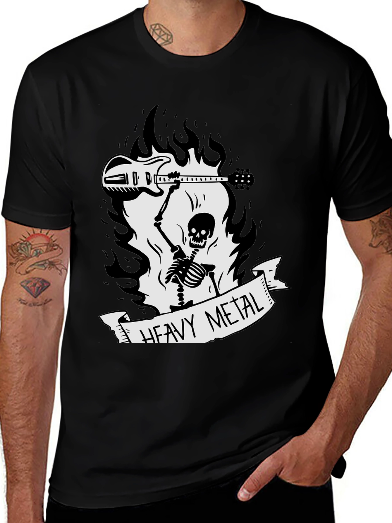 Heavy Metal Skeleton Guitar T-Shirt
