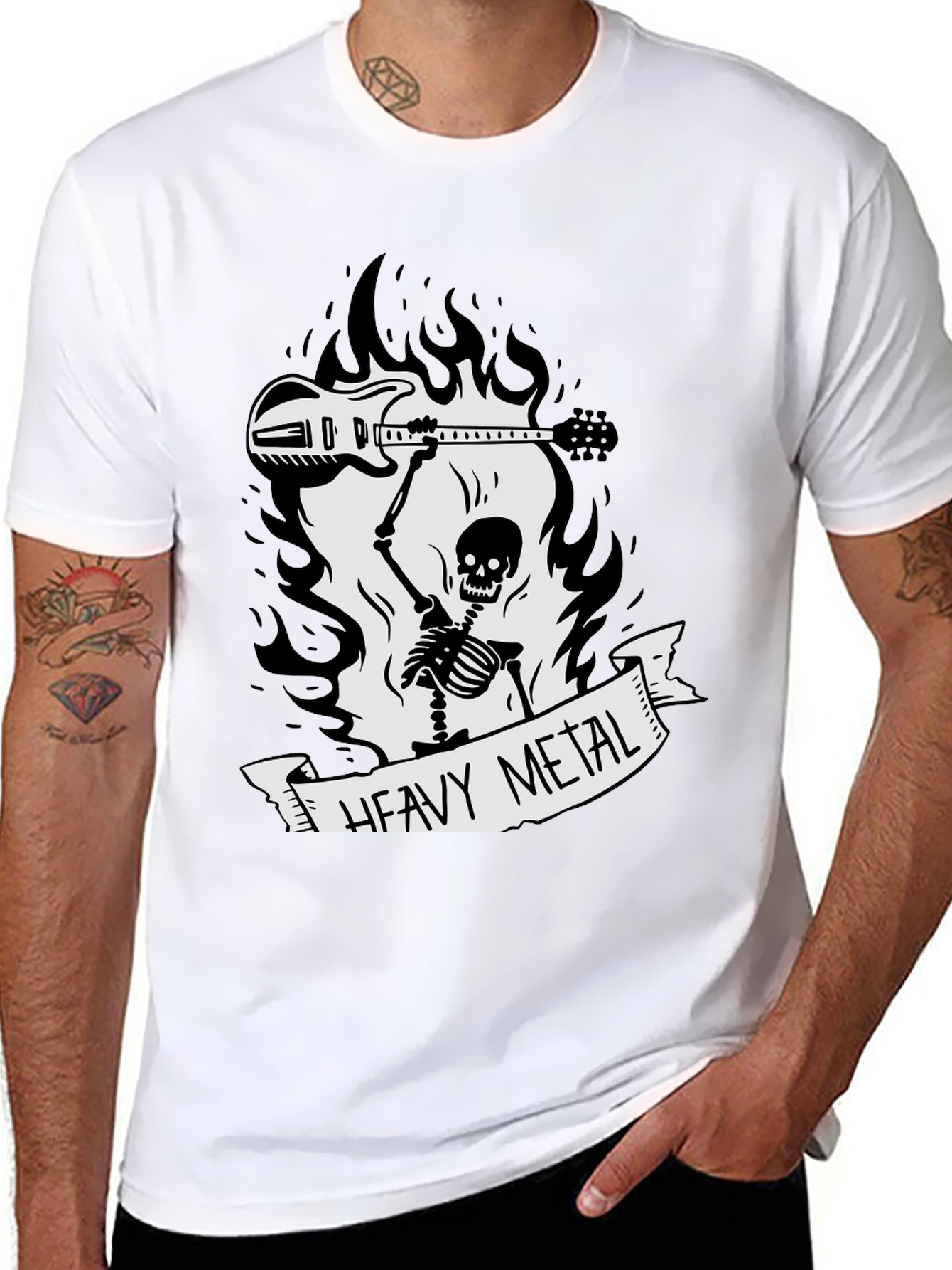 Heavy Metal Skeleton Guitar T-Shirt