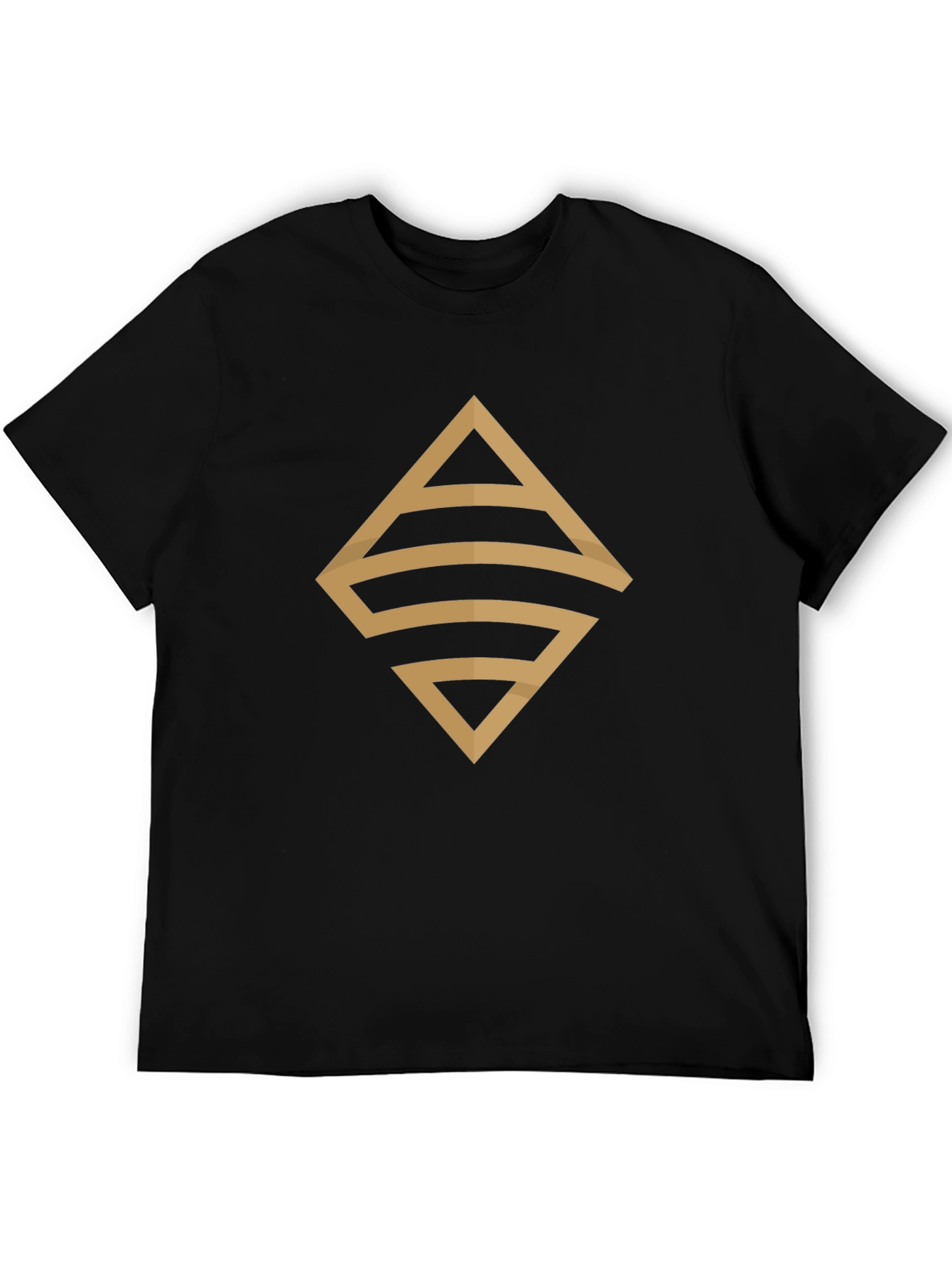 Stylish Black T-Shirt with Geometric Gold Design