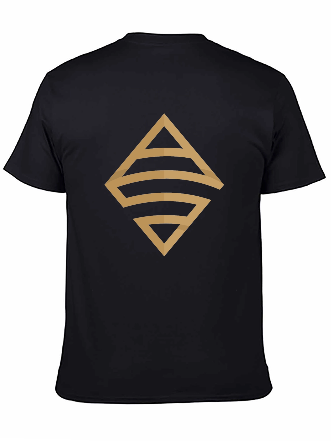 Stylish Black T-Shirt with Geometric Gold Design