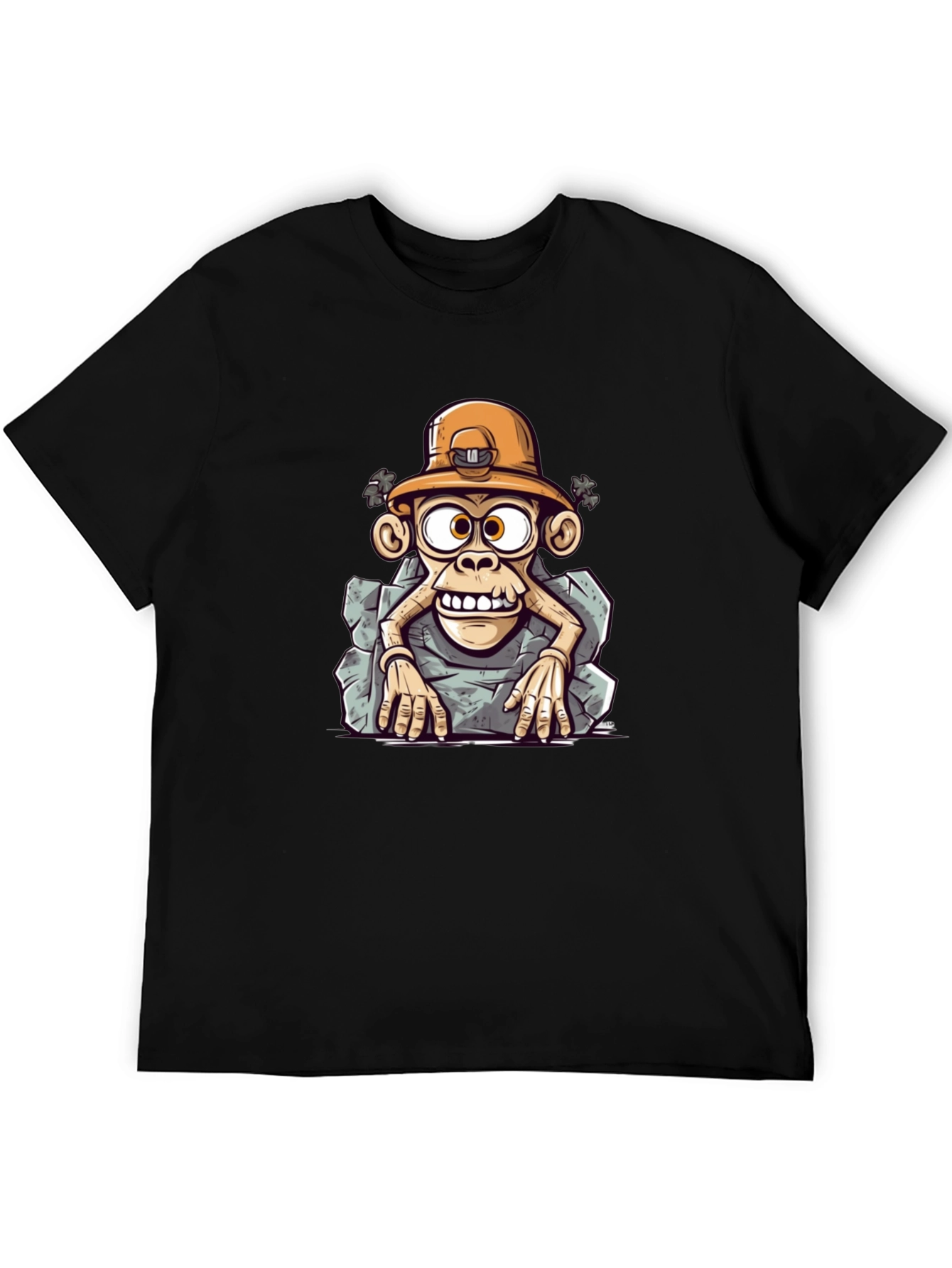 Cartoon Monkey Miner Graphic Tee - Unique Style