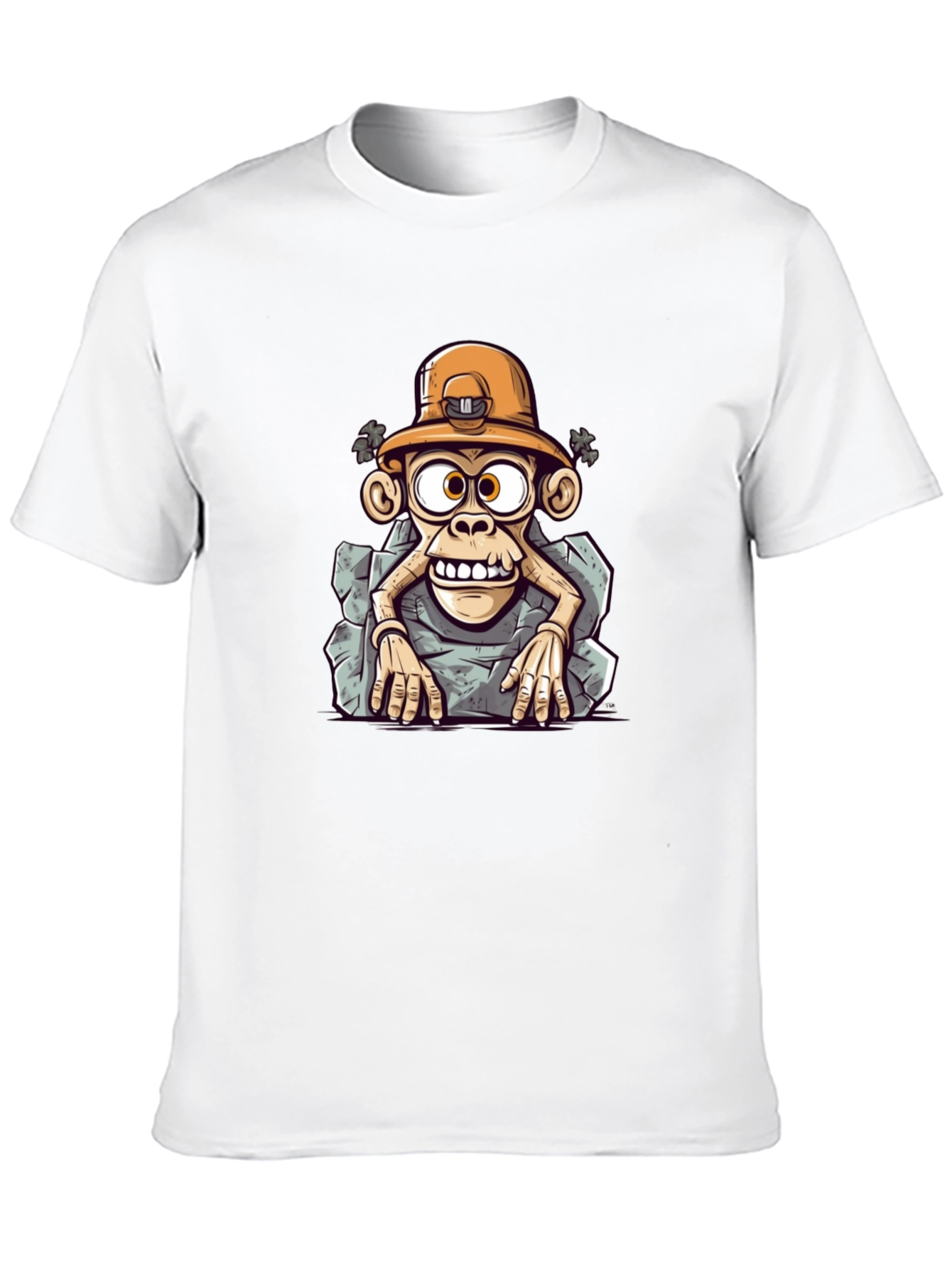 Cartoon Monkey Miner Graphic Tee - Unique Style