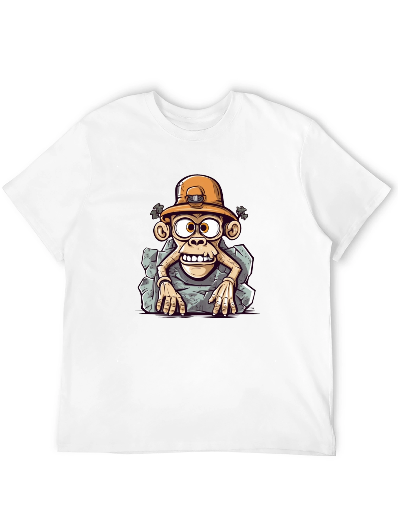 Cartoon Monkey Miner Graphic Tee - Unique Style