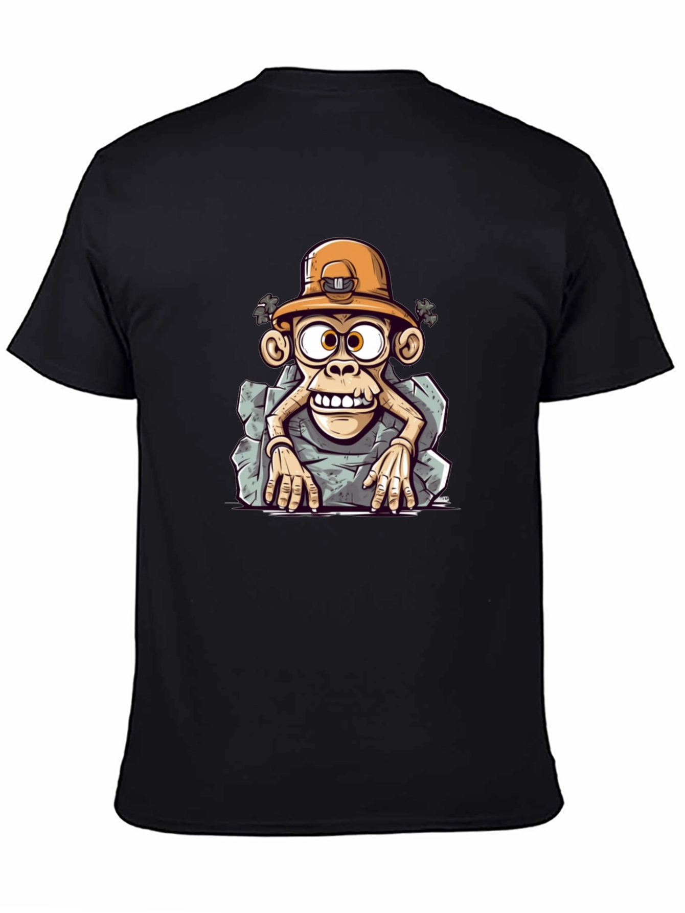 Cartoon Monkey Miner Graphic Tee - Unique Style