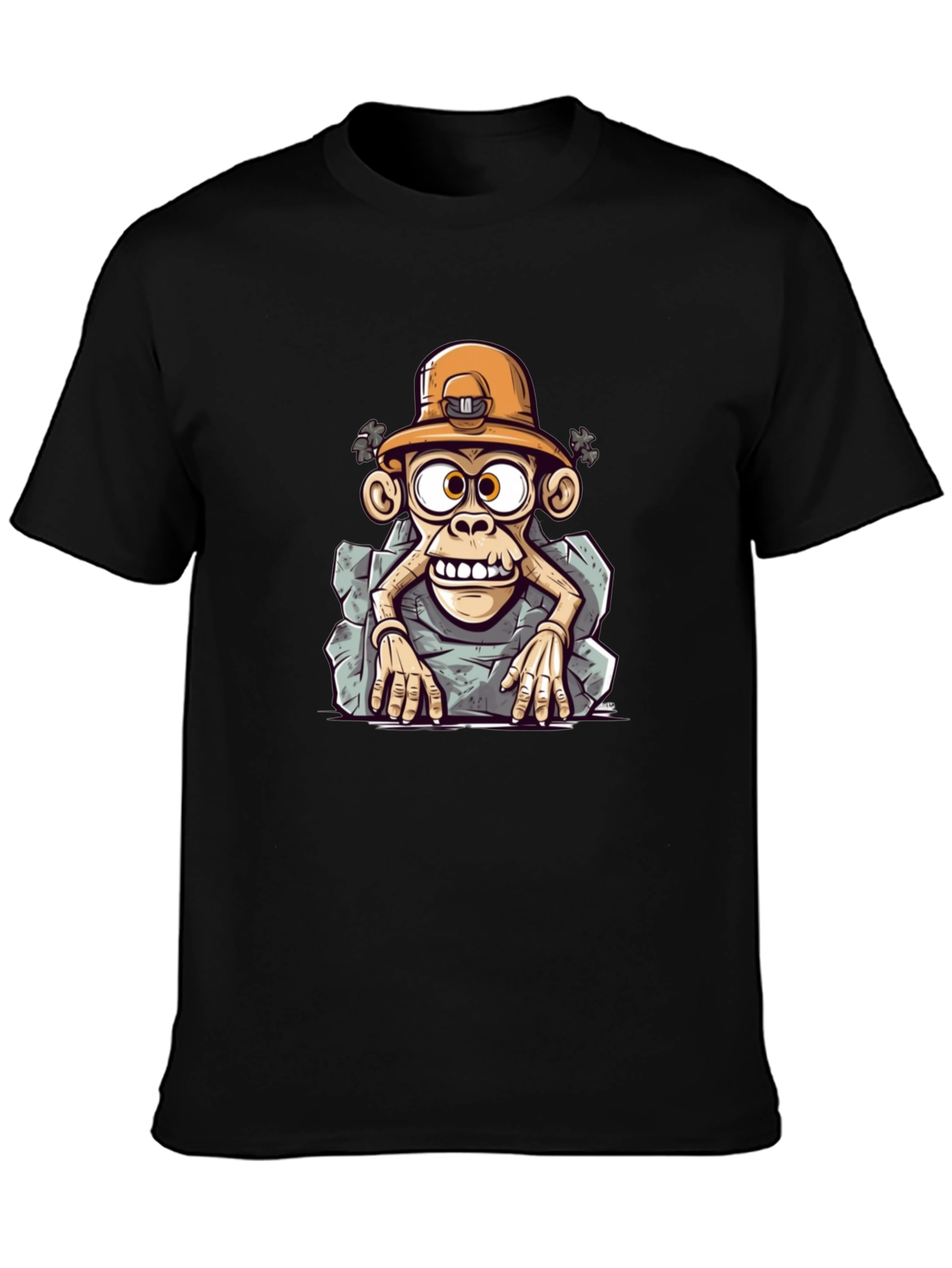 Cartoon Monkey Miner Graphic Tee - Unique Style